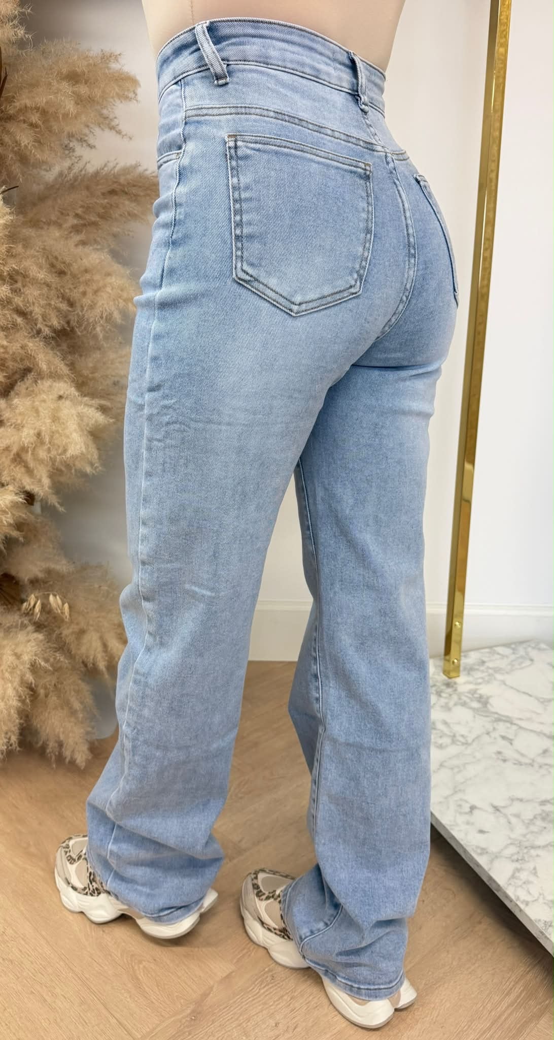SUPER STRETCH WIDE LEG JEANS H879-26 LIGHTDENIM