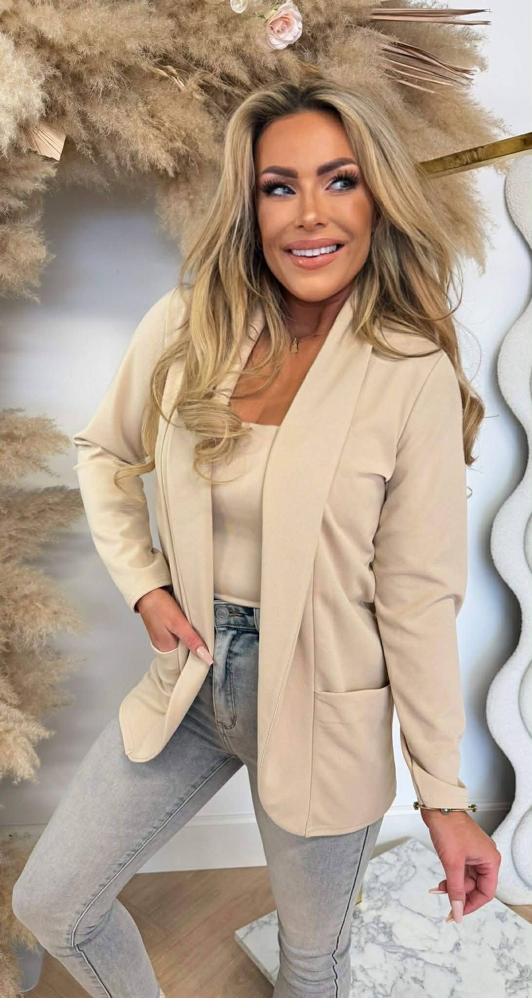 GILET BASIQUE M. MANCHES BEIGE
