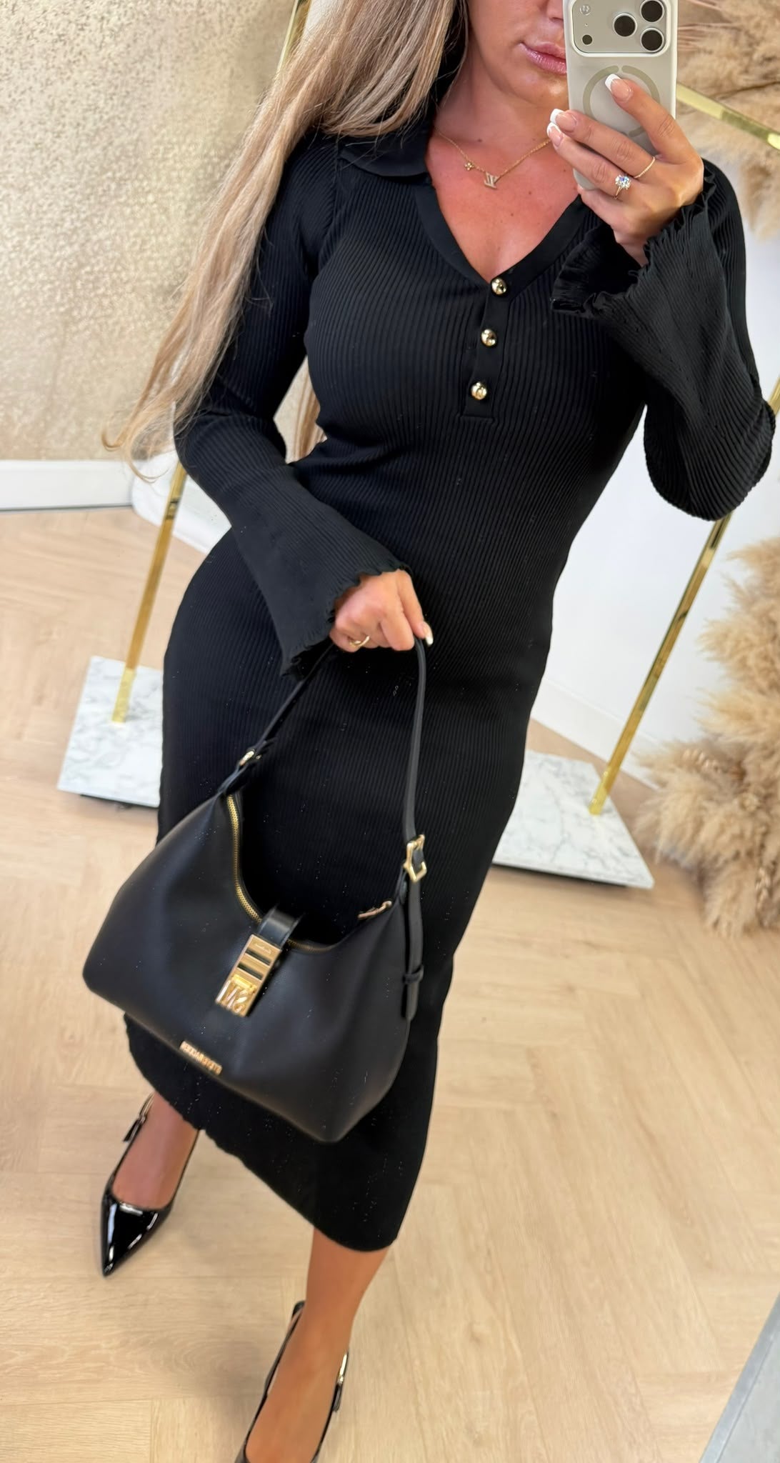 KRAAG RIB DRESS LONG 7005 BLACK