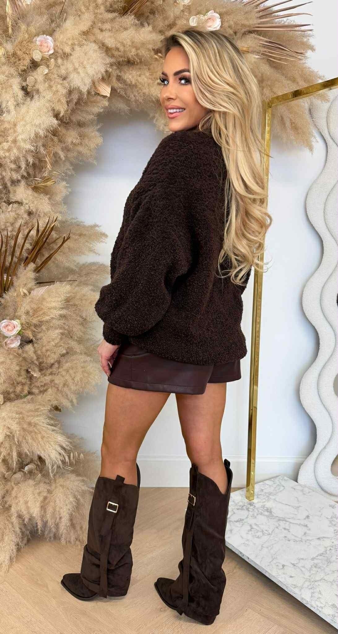 SWEAT-SHIRT OURS EN PELUCHE SUPPORTABLE CHOCO