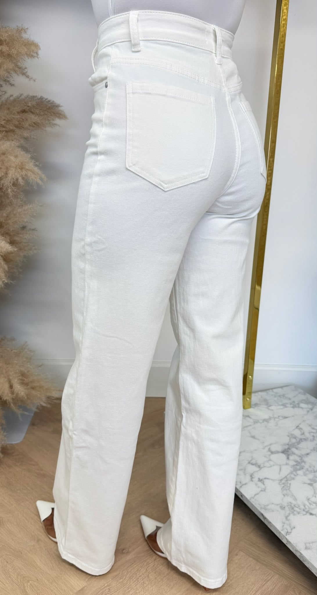 STRETCH WIDE LEG JEANS 0068-98 OFFWHITE