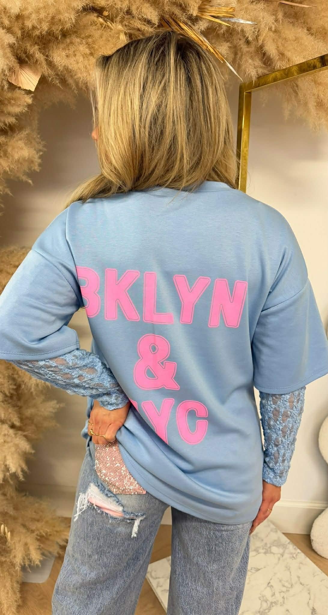 BKLYN & NY LACE TEE BLAU