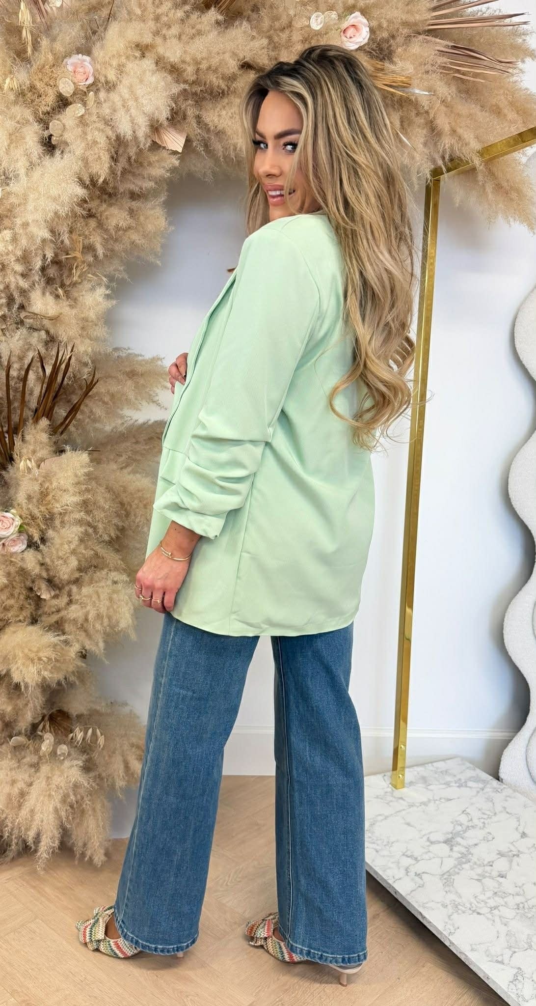 BRIANNA CROPPED MOUW BLAZER MINT