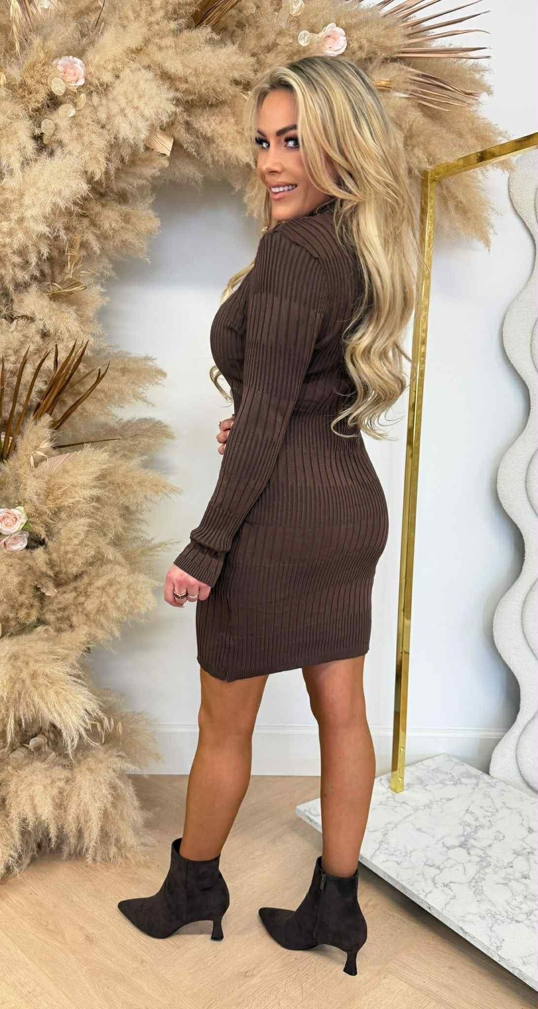 ROBE BOUTONNÉE VOLANTS 10203 CHOCOLAT FONCÉ
