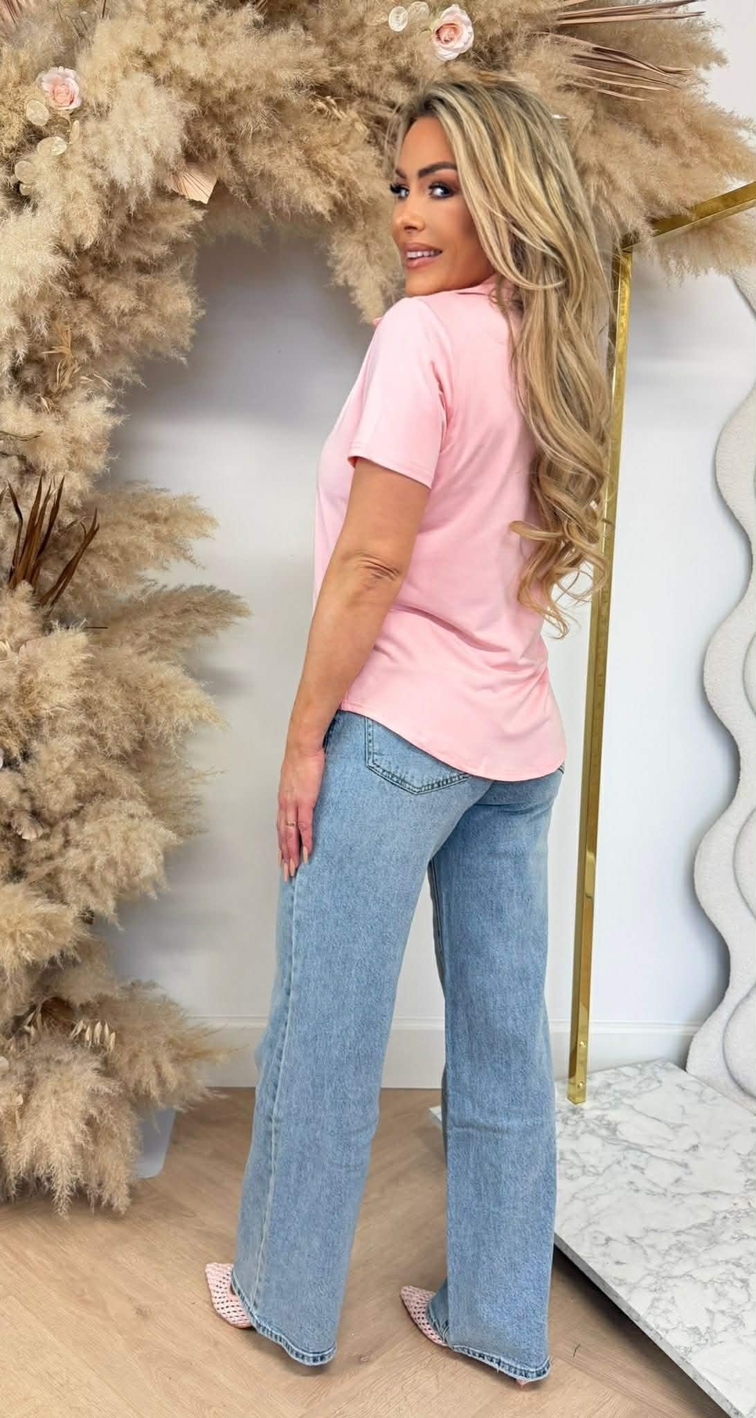 BY SWAN TRAVEL BUTTON BASIC BLOUSE 8256 ROSE