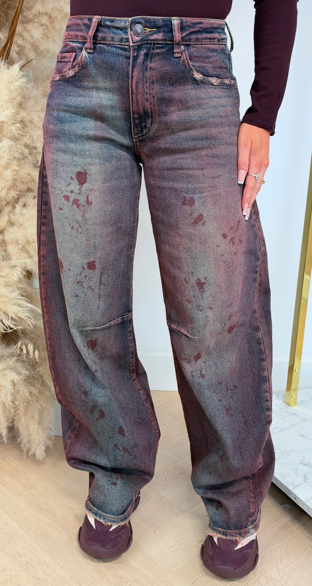 BARREL WASHING JEANS 5027 DENIM/BORDEAUX