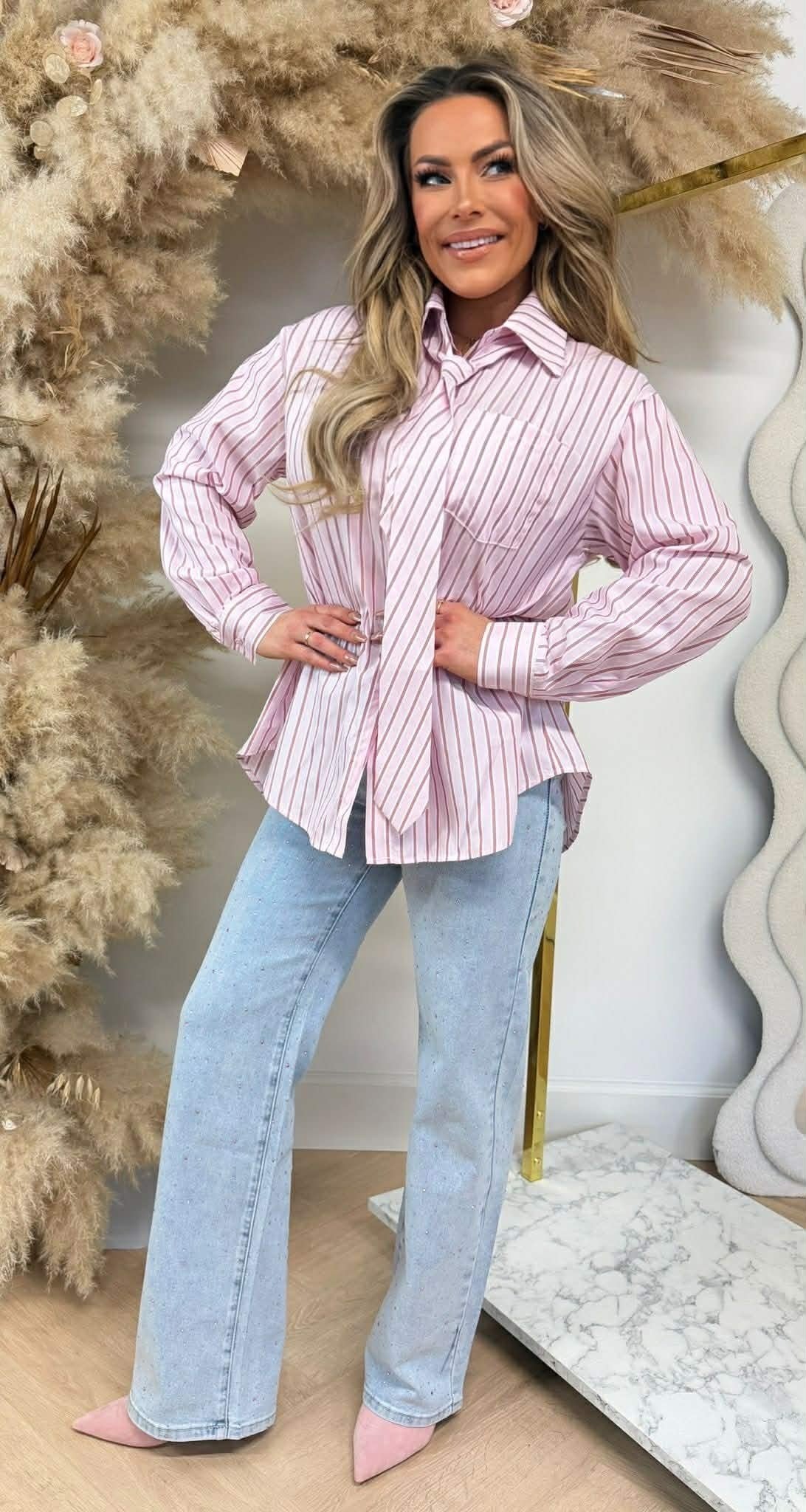 CANDY STRIPE BLUSE 5477 PINK
