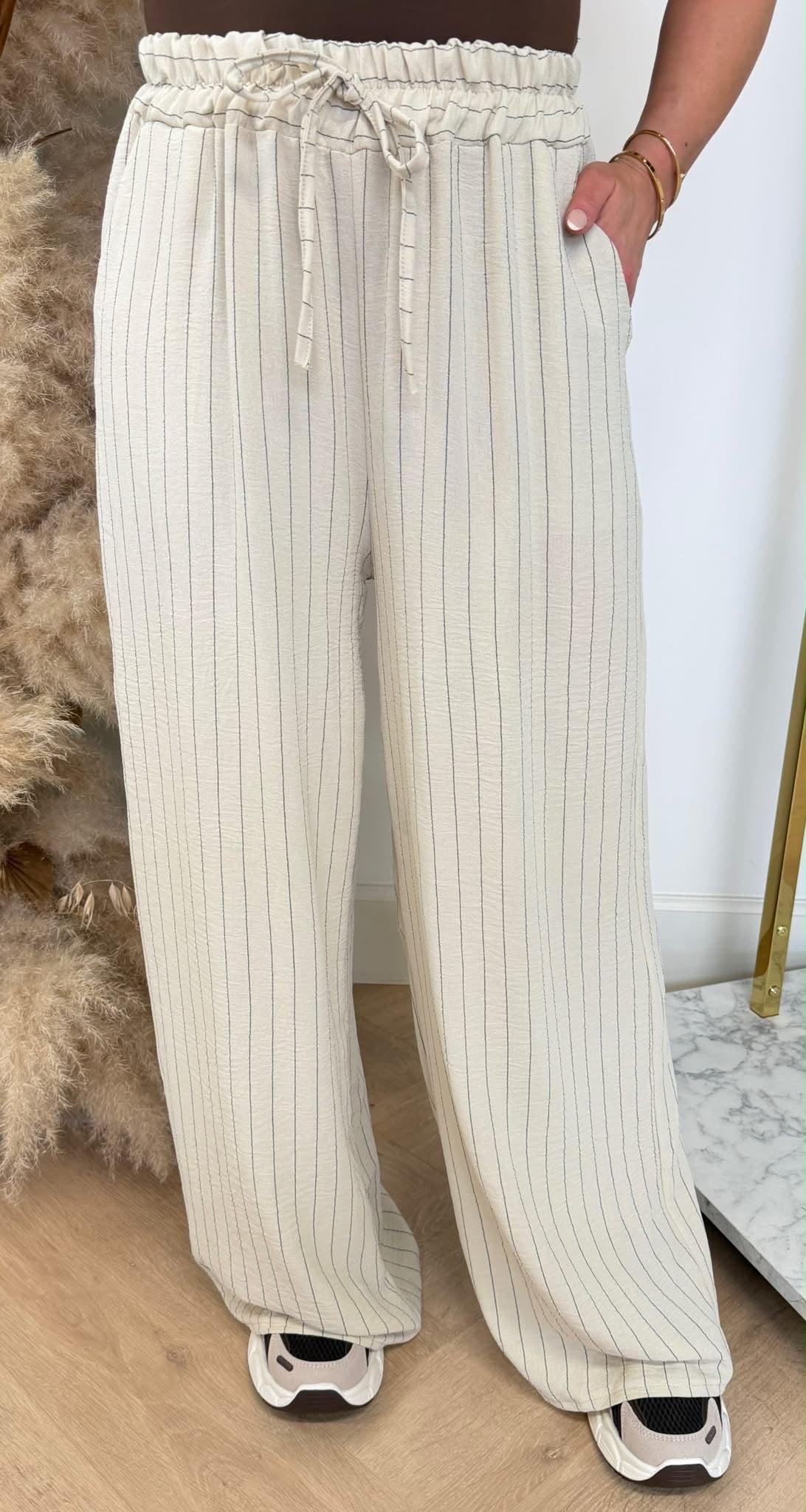 KIARA LITTLE STRIPE PANTS BEIGE
