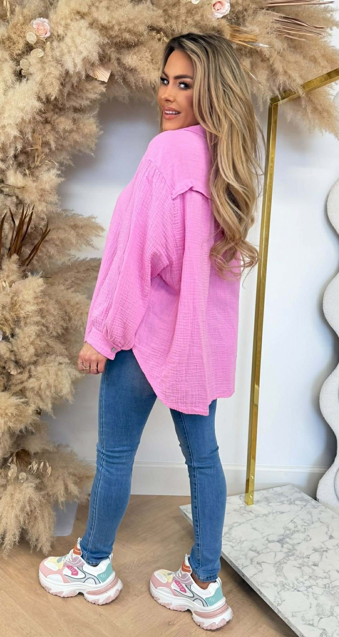 BLOUSE EN COTON ROSE