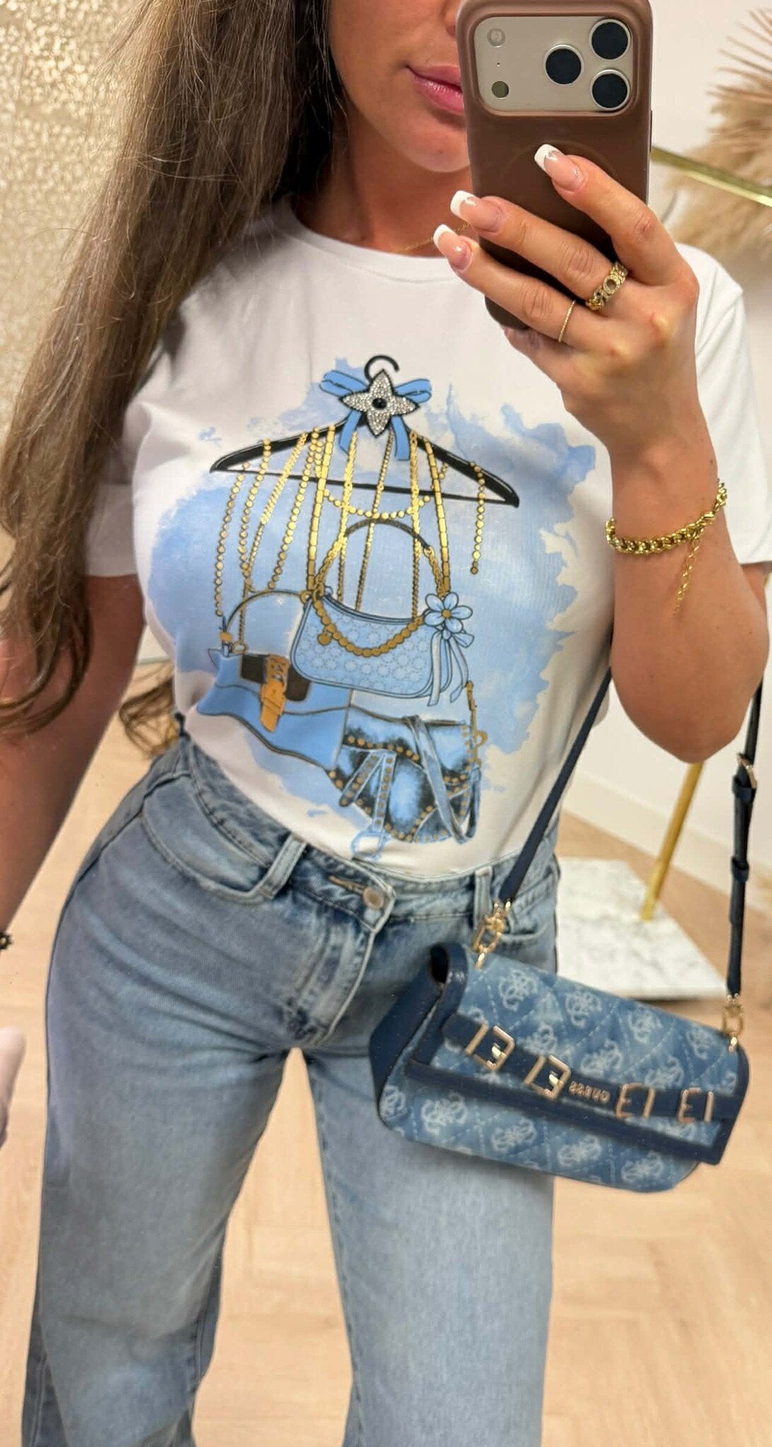 SÜSSER TASCHEN-PRINTY TEE *L* BLAU