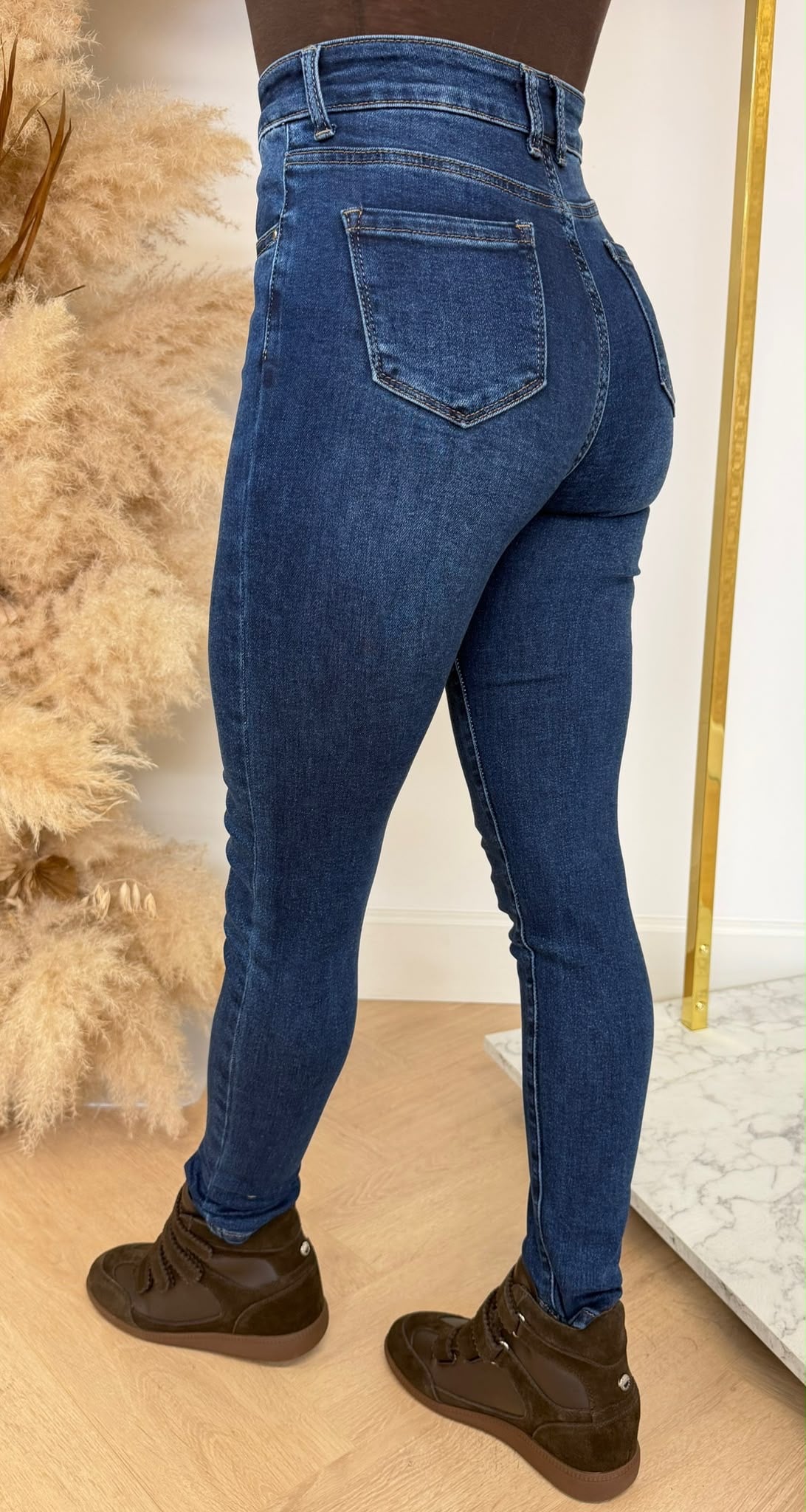 SARAH MID WAIST SLIM JEANS 7001-1 DARKBLUE