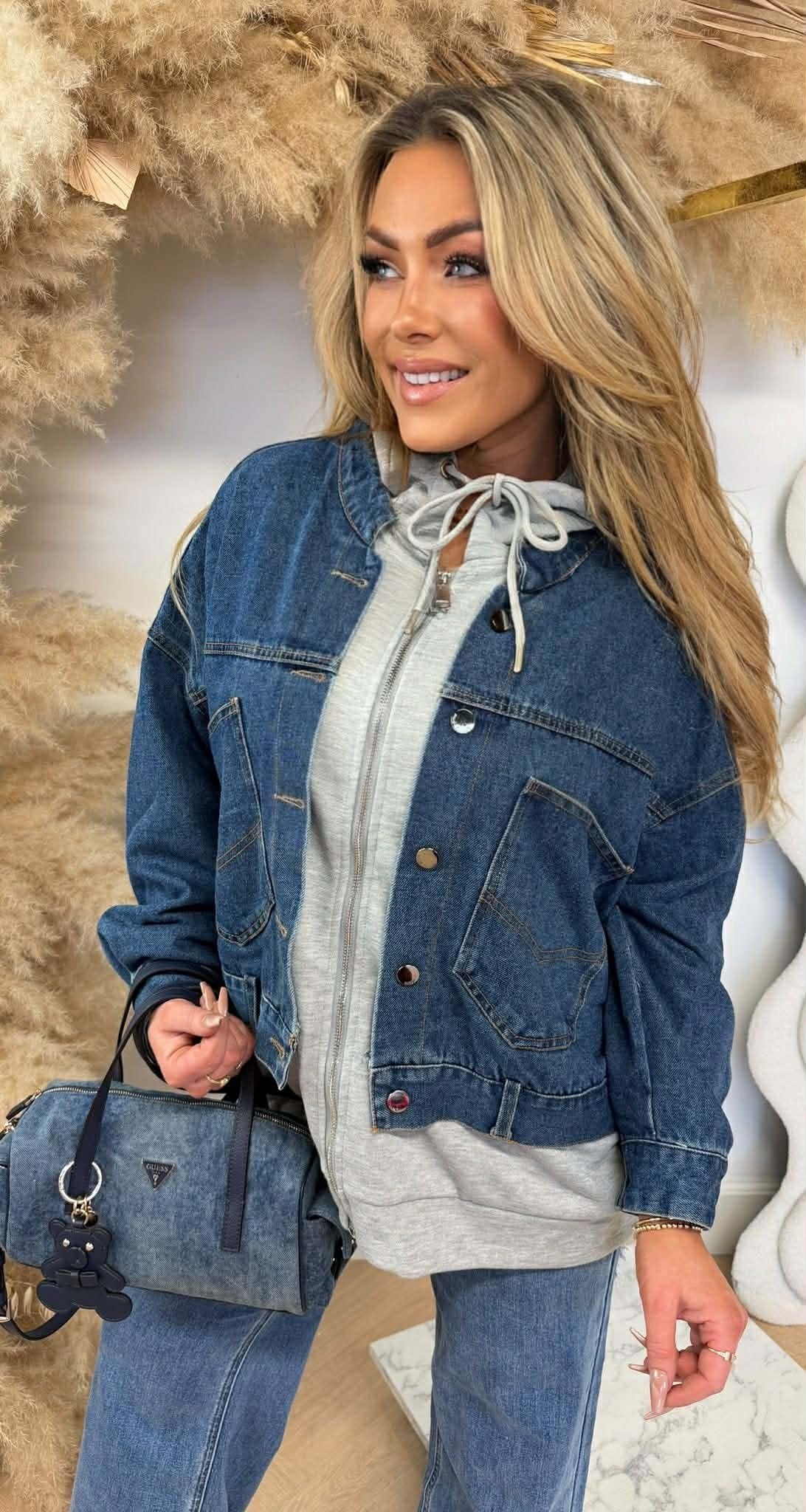 DENIM ZIP HOODIE 8299 GRAU