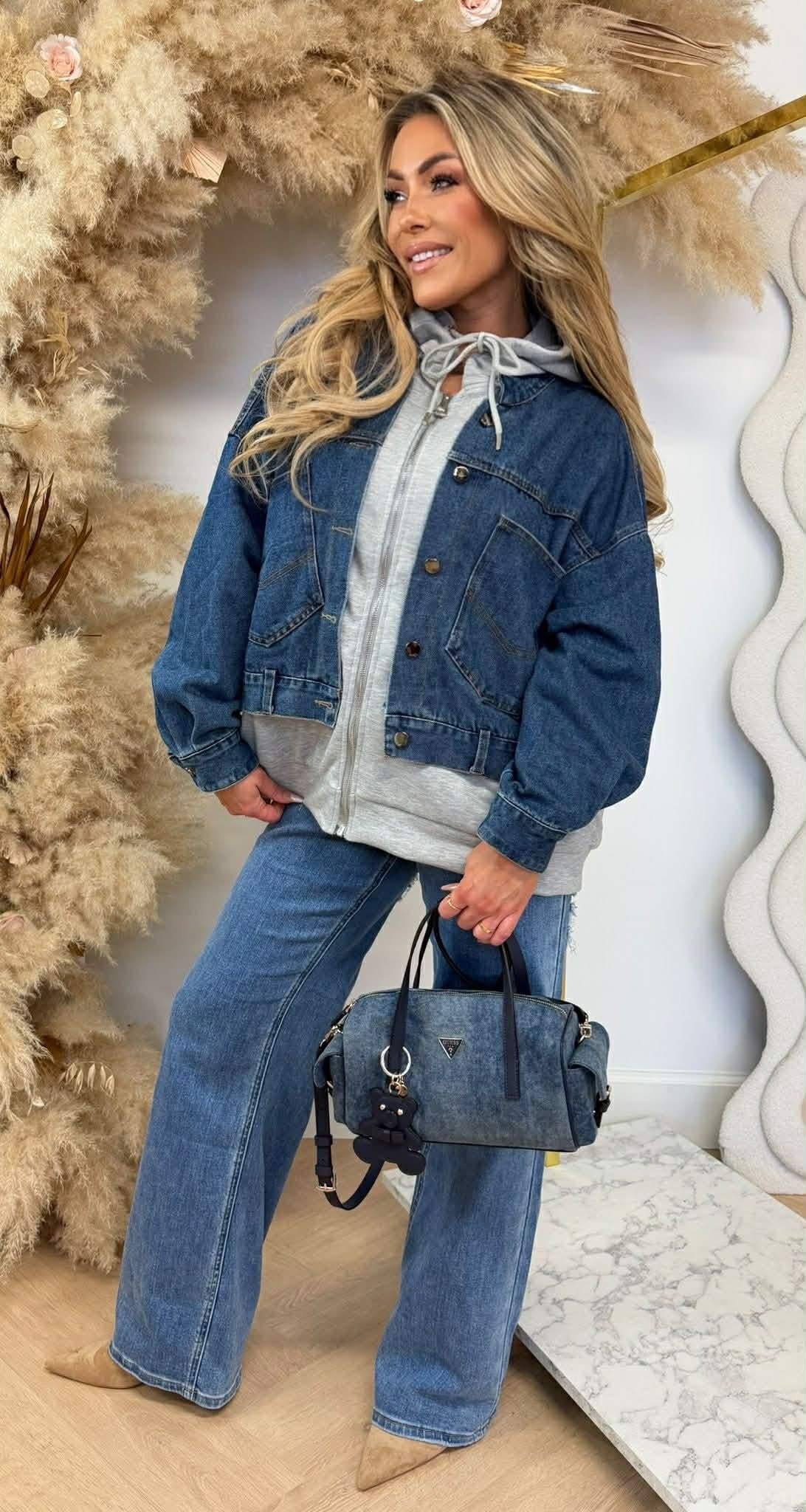 DENIM ZIP HOODIE 8299 GRAU