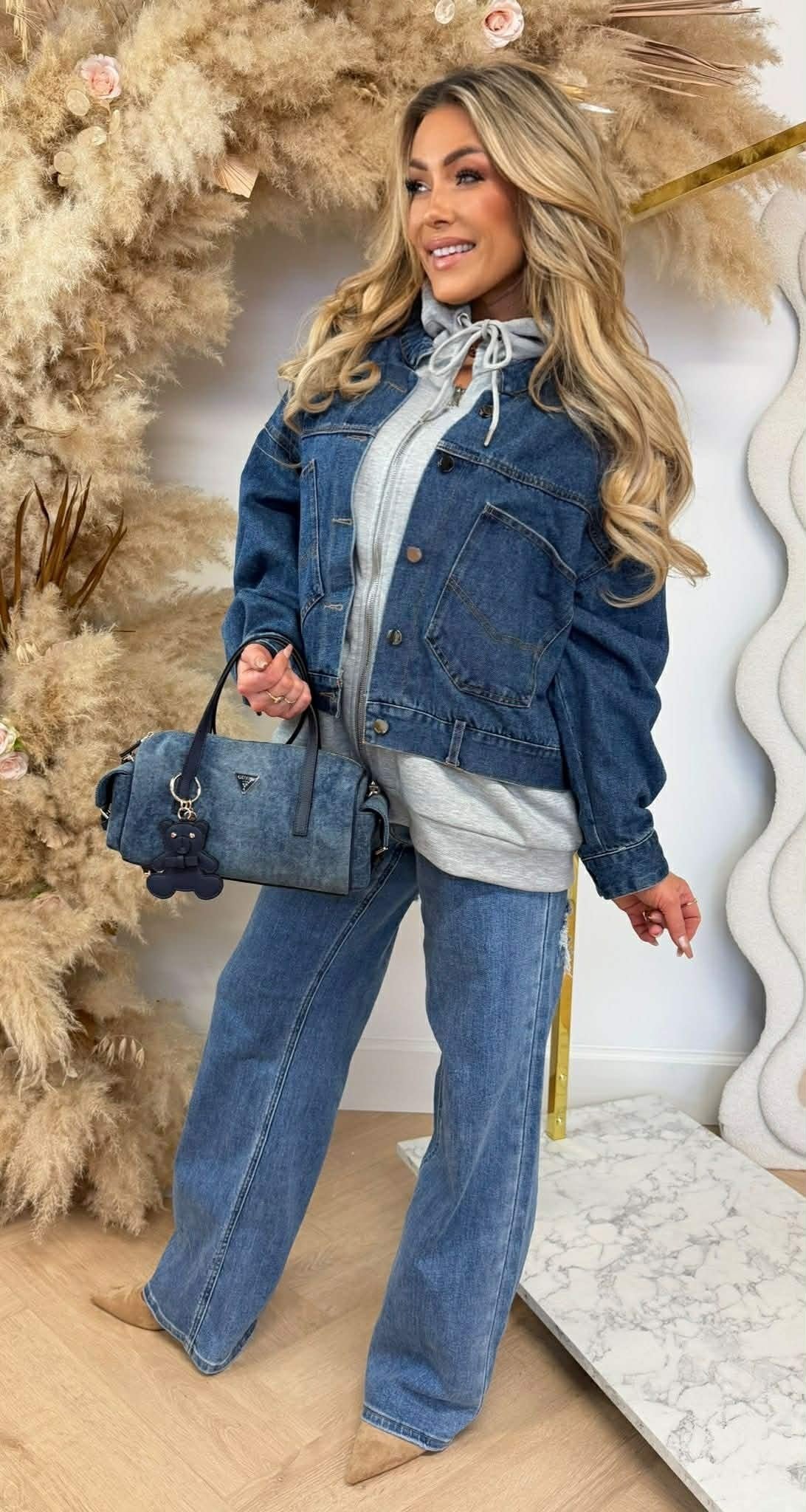 DENIM ZIP HOODIE 8299 GRAU