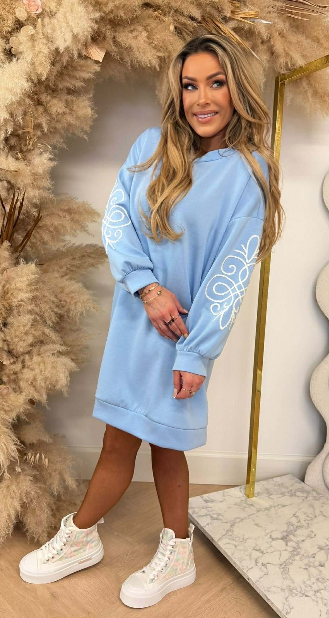 DESIGN LOVE LONG SWEAT BLEU GLACÉ