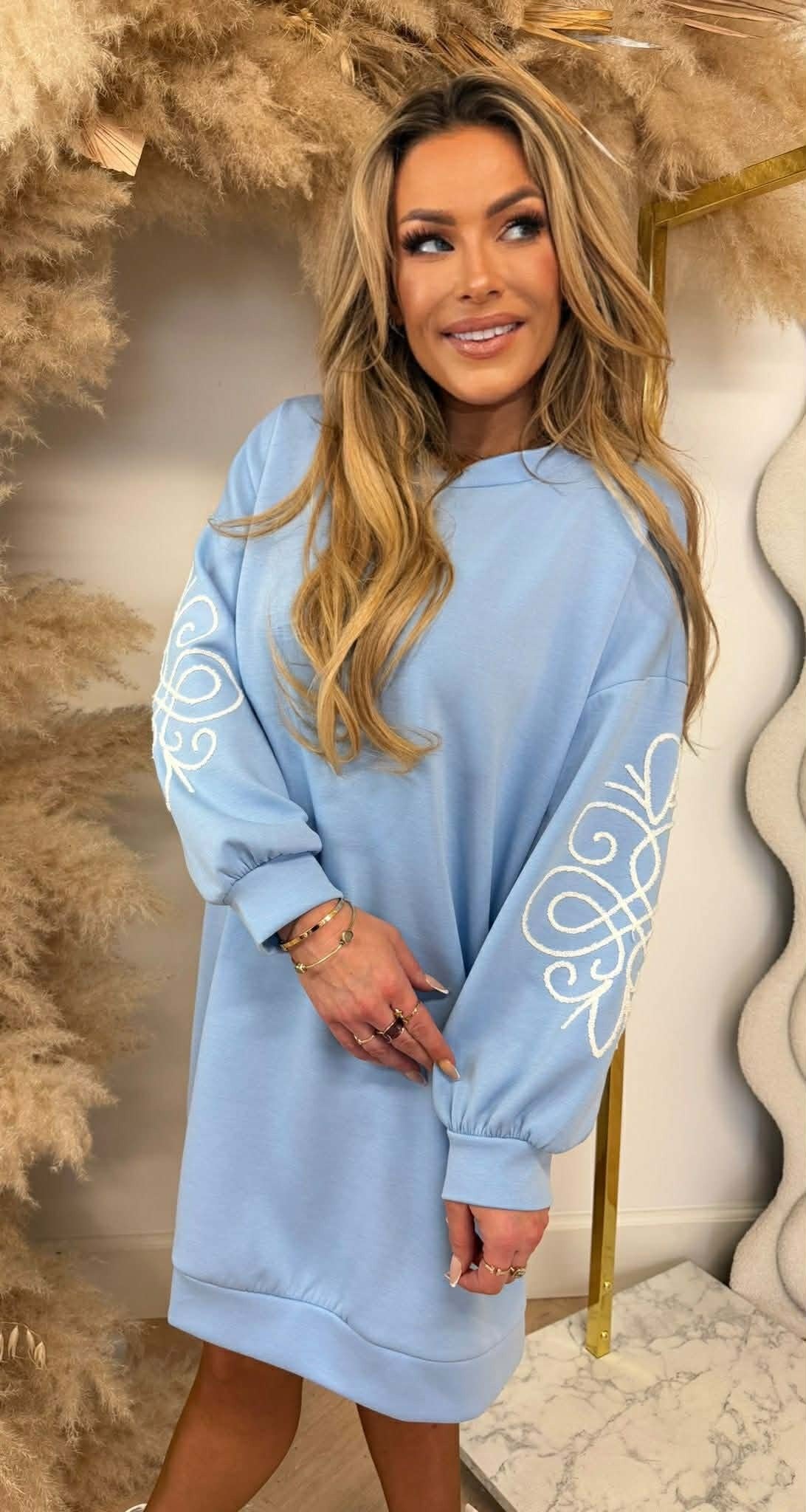 DESIGN LOVE LONG SWEAT BLEU GLACÉ