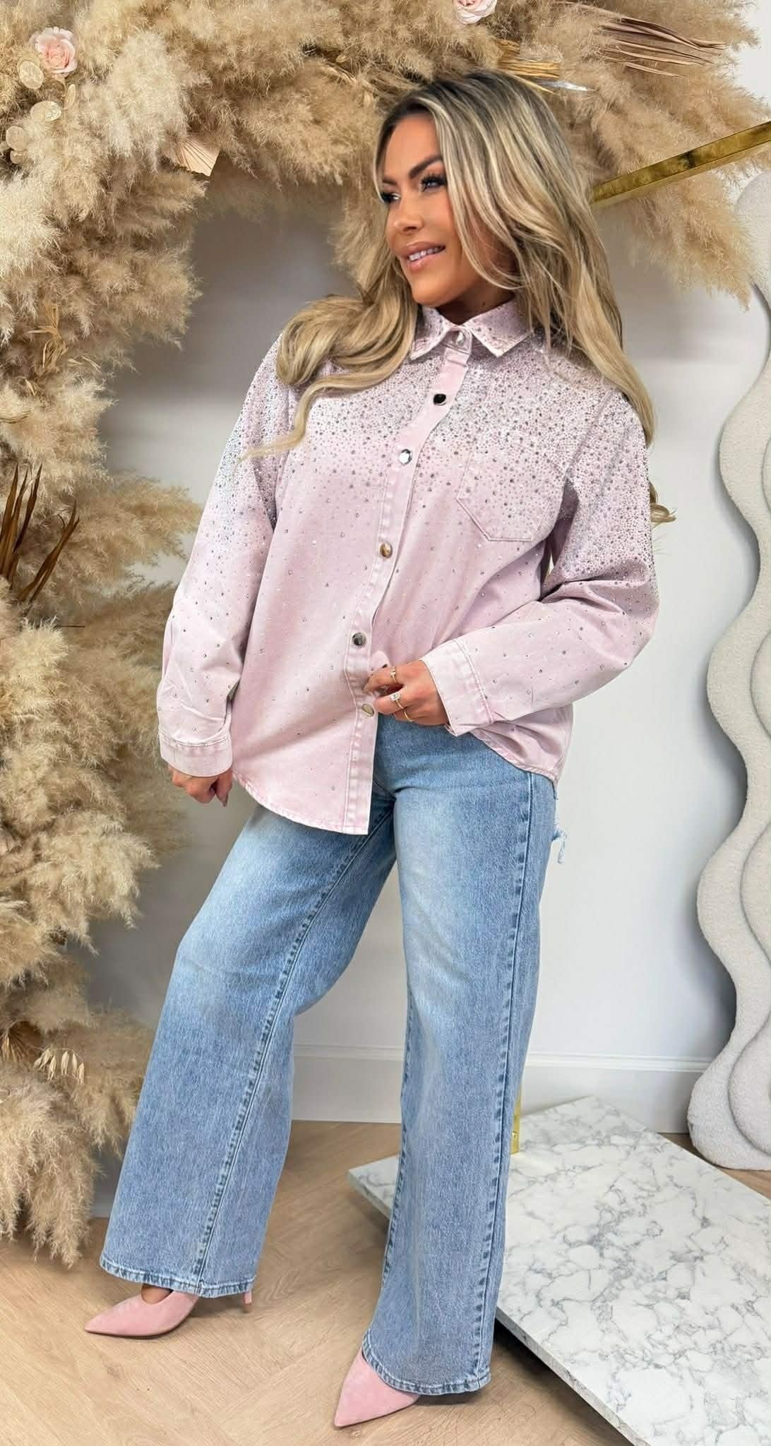 DIAMOND JEANSBLUSE 3909 HELLROSA