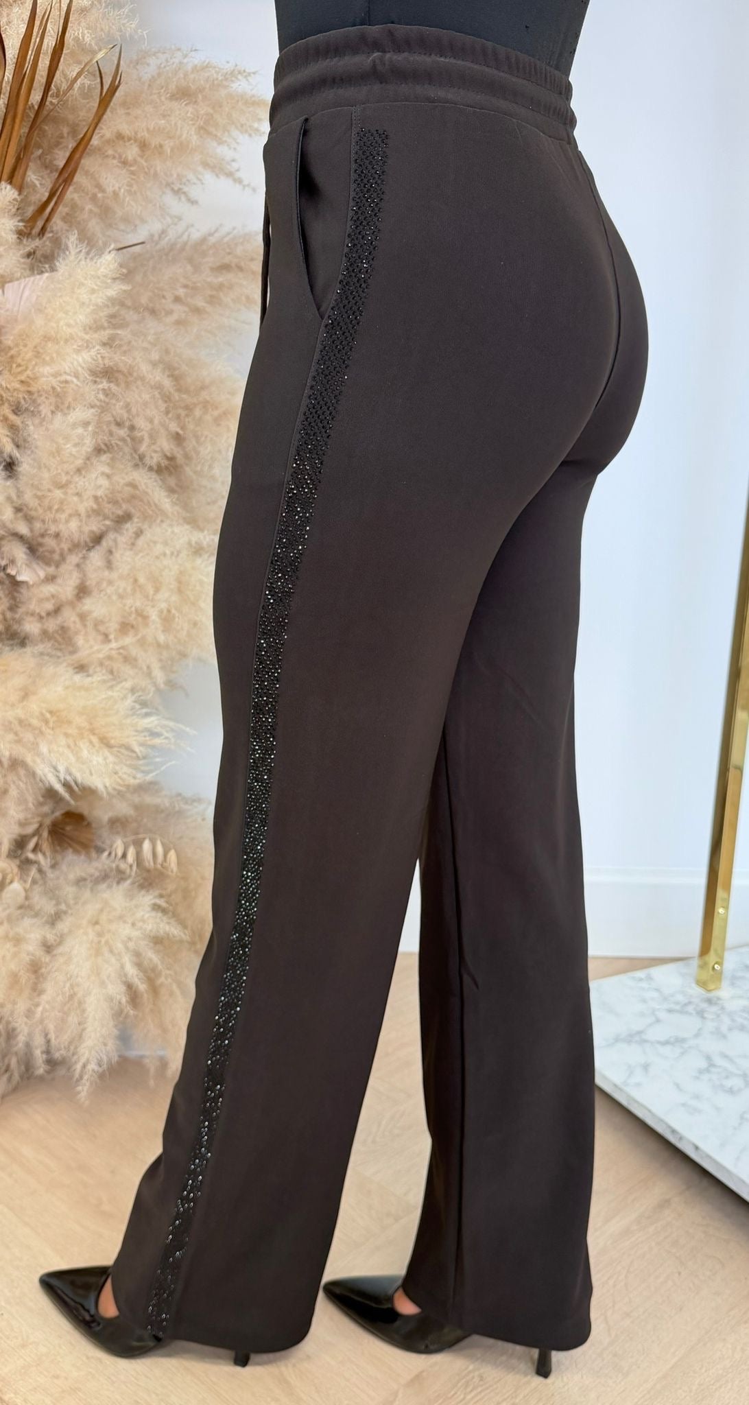 GLITTER STRIPE PANTS 8602 CHOCO