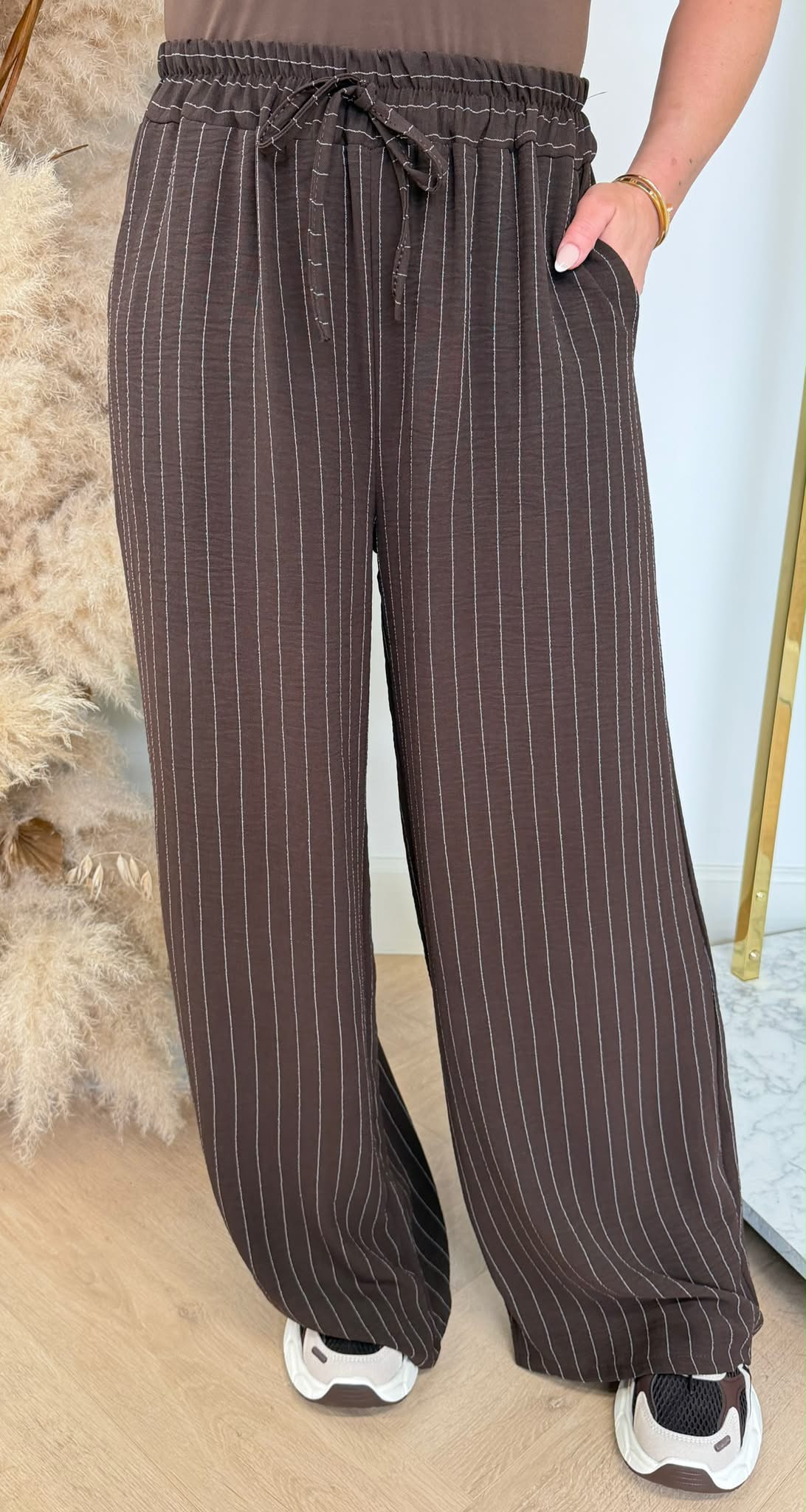 KIARA LITTLE STRIPE PANTS CHOCO