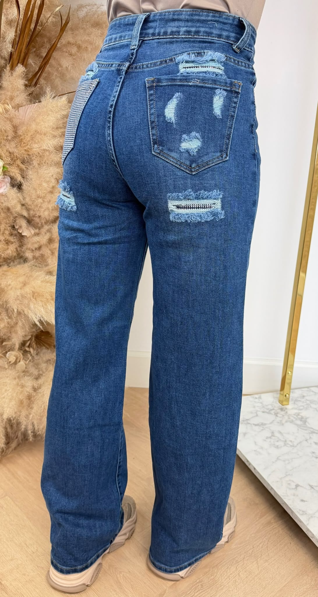GLITTER POCKET WIDE LEG JEANS 253 JEANSBLUE
