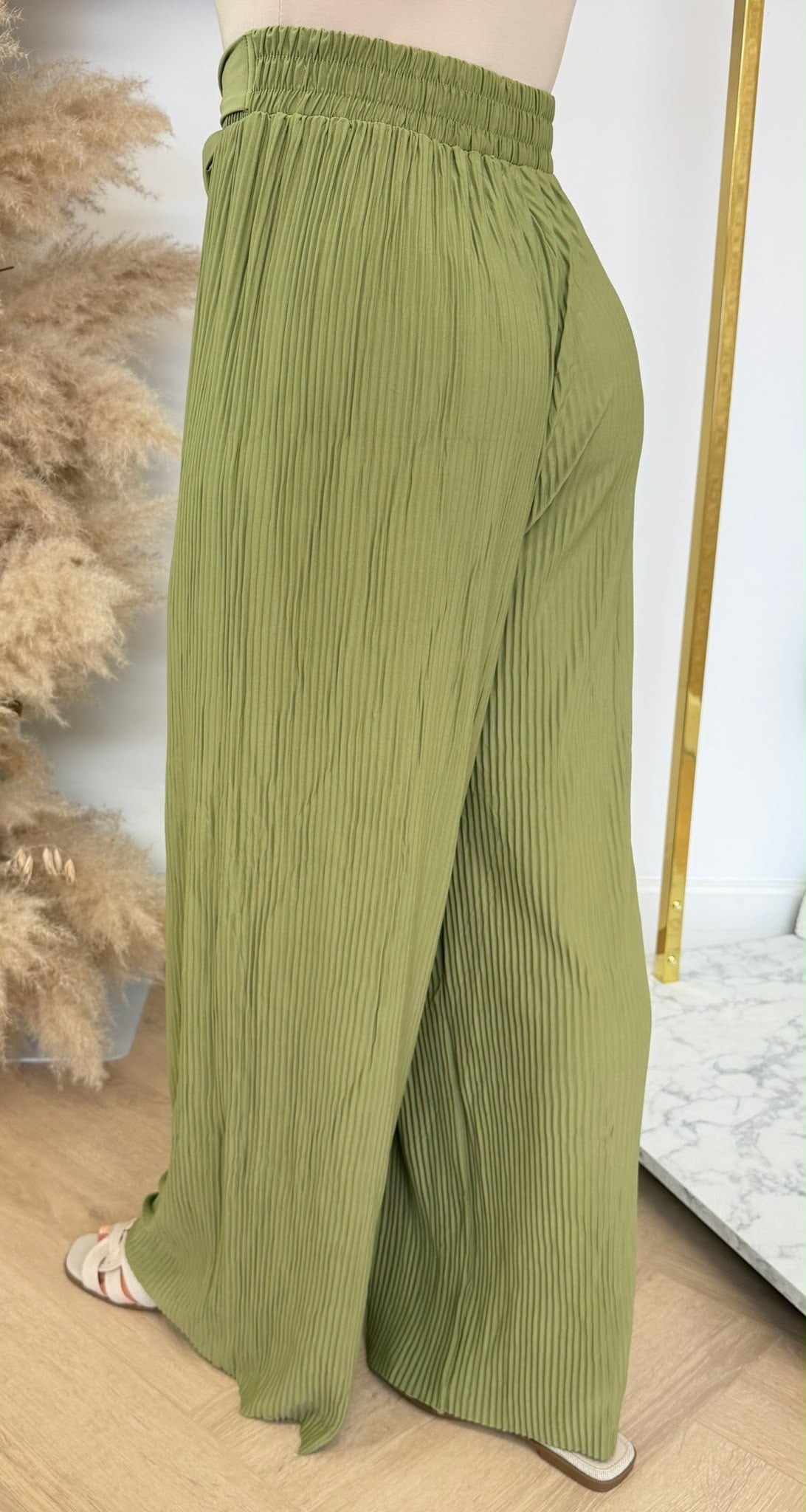 PLISSE KNOOP PANTS 5028 GREEN