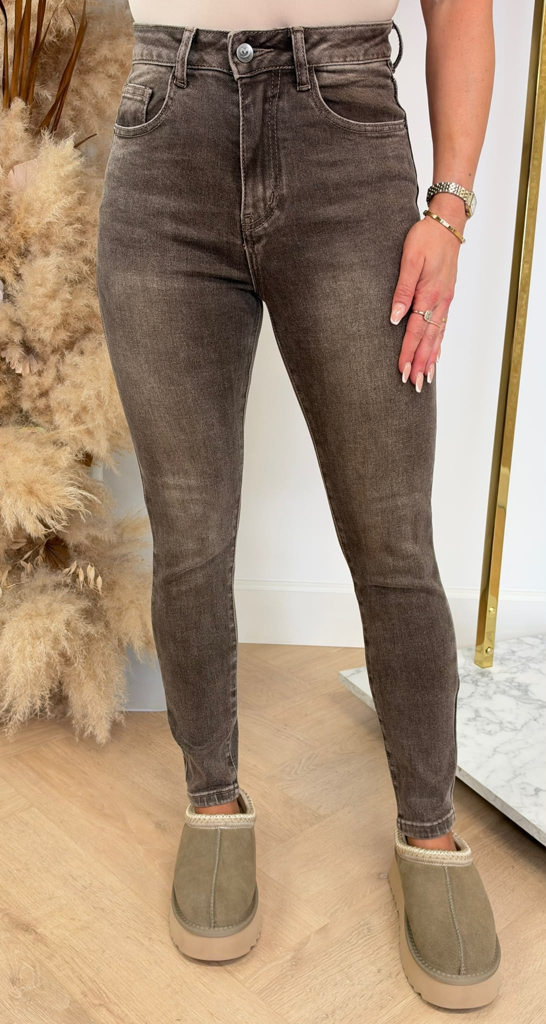 MILASS WASHED SKINNY JEANS 271 BROWN