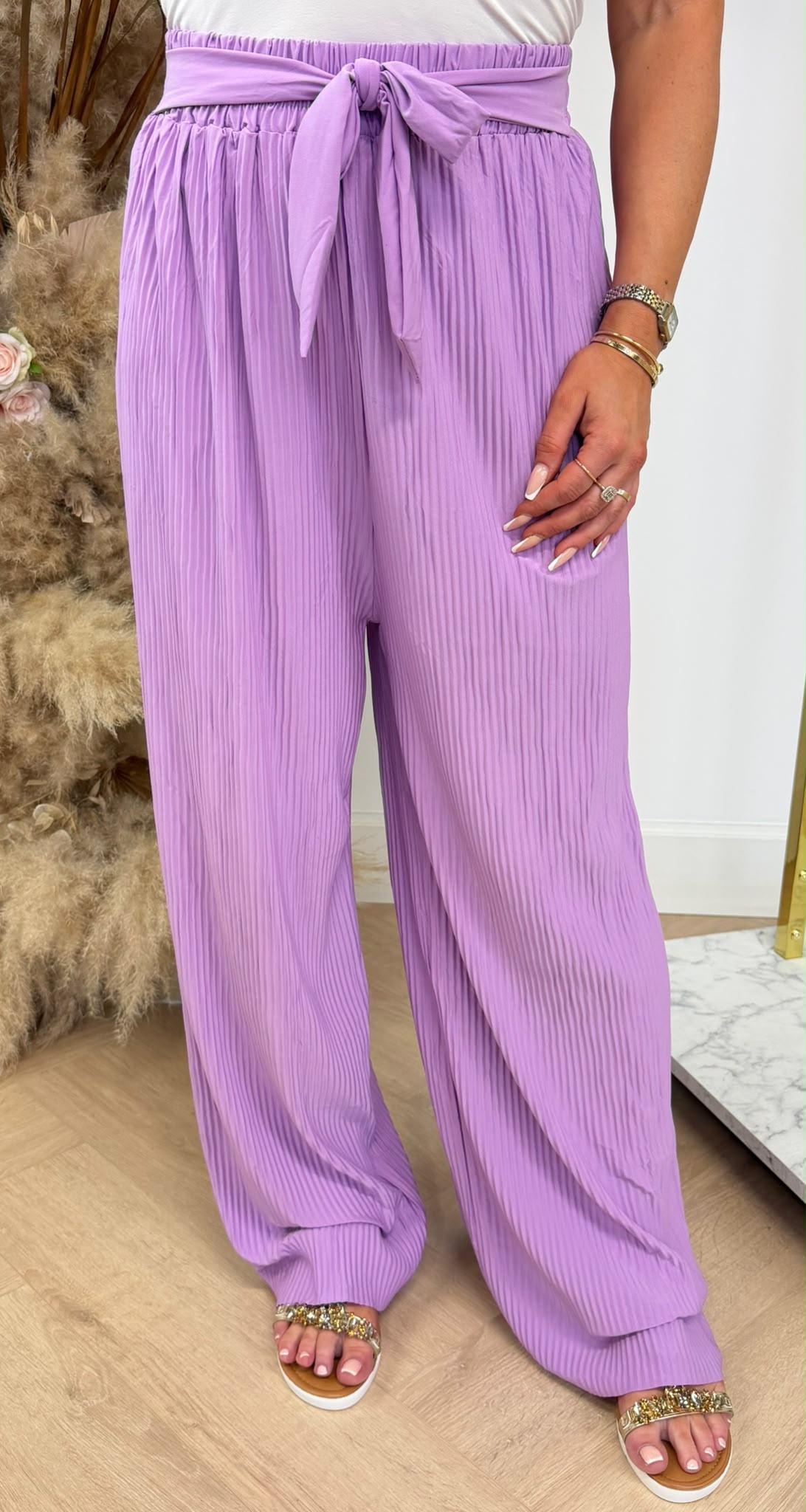 PLISSE KNOOP PANTS 5028 LILA