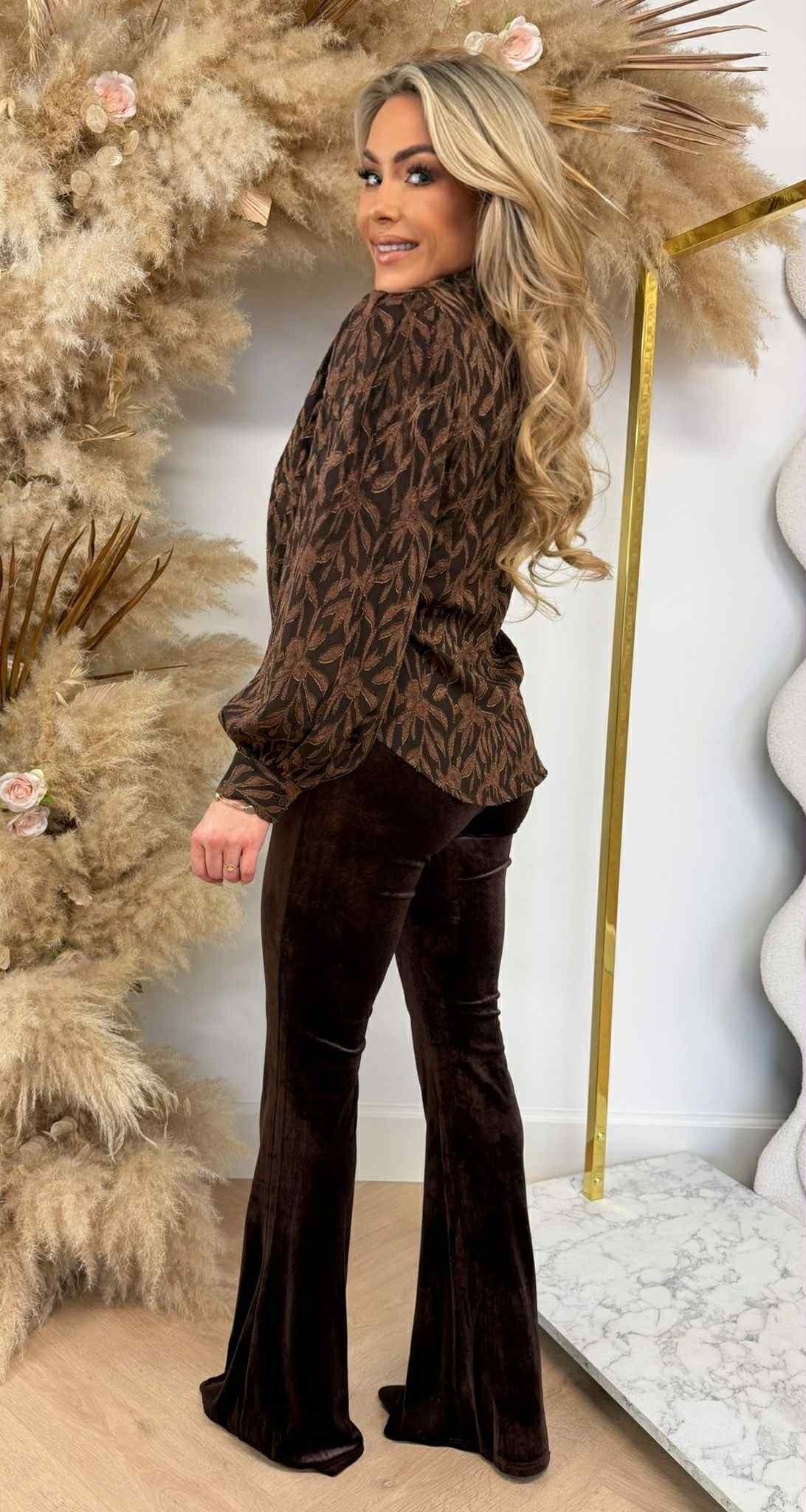 FALL PRINT BLUSE 5270A CHOCO