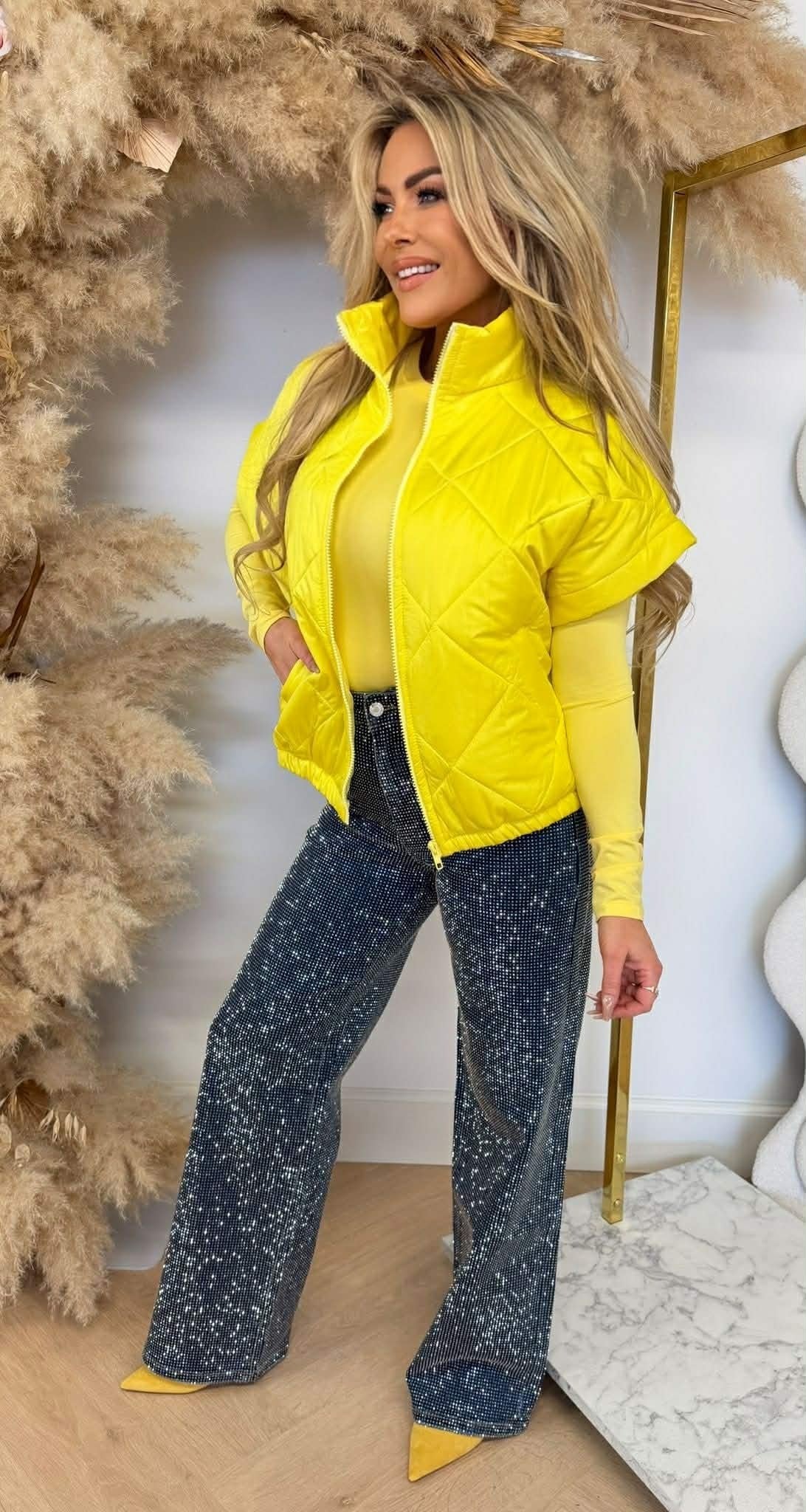 FASHION PUFFER BODYWARMER YELLOW