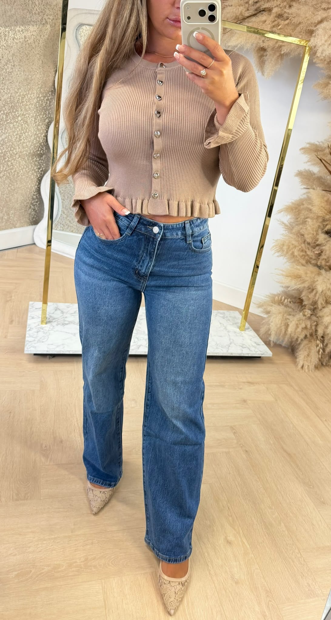 RUFFLE HARTJES RIB TOP 1004 TAUPE
