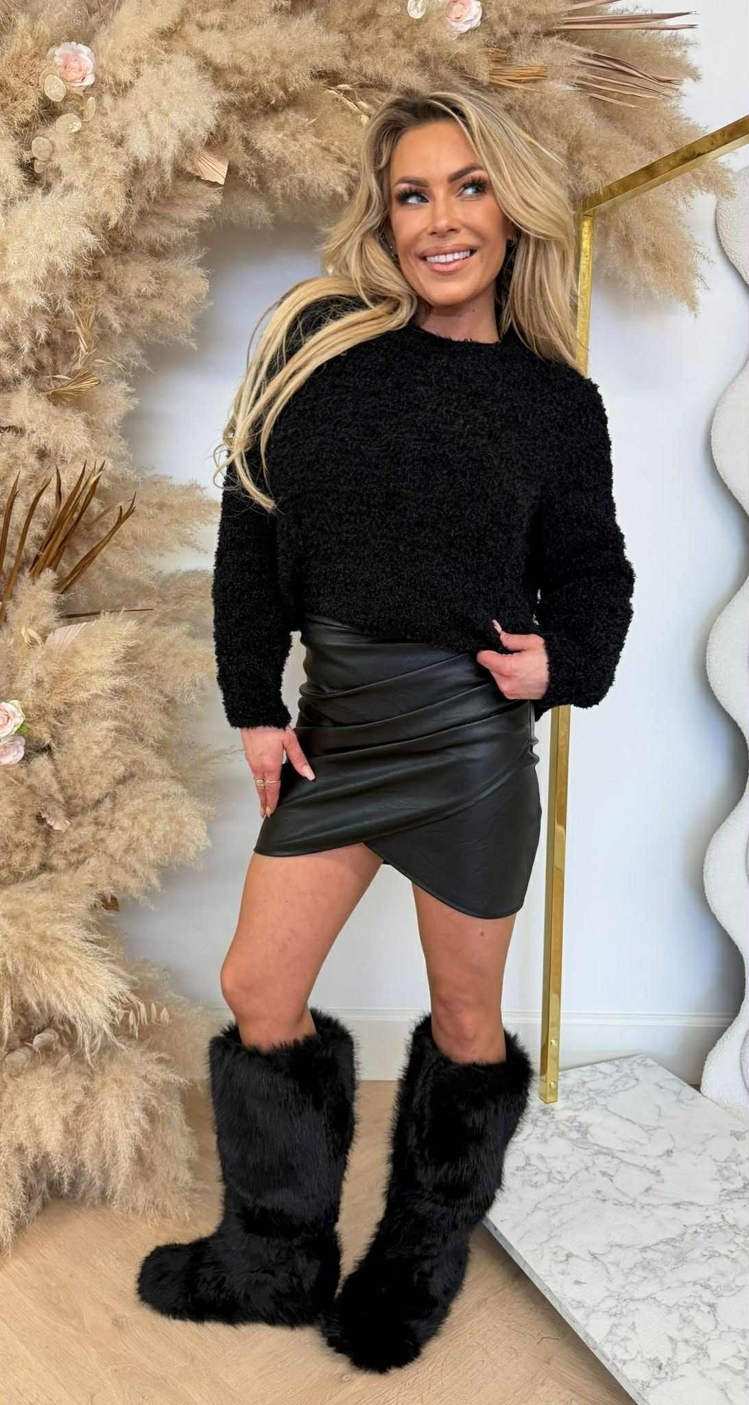 SWEAT OURS EN PELUCHE DOUX NOIR