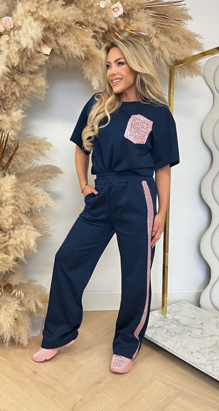GLAMMY PINK POCKET SET NAVY