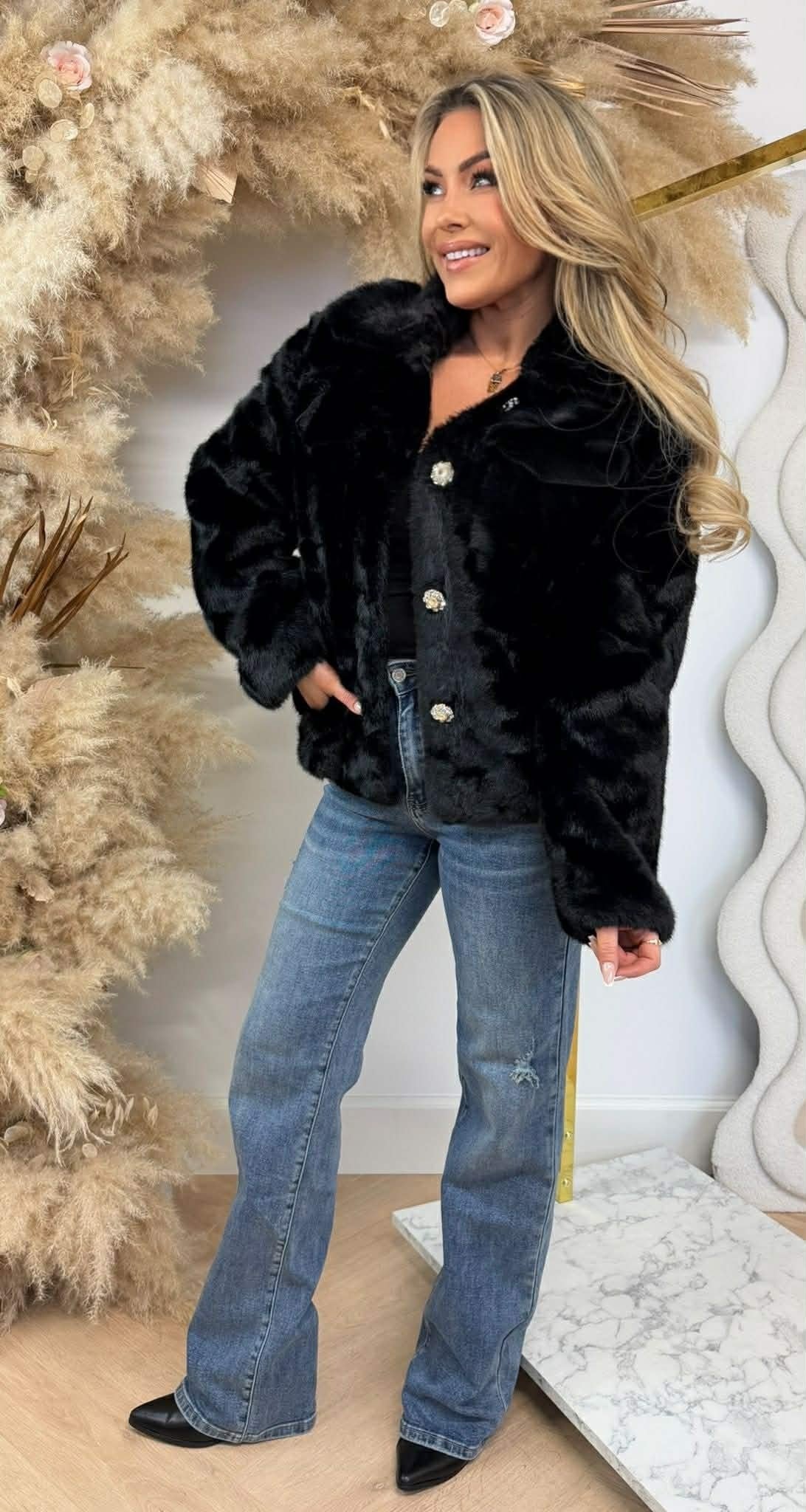 BLOUSON EN FAUSSE FOURRURE GLAMOUR 1100 BLACK