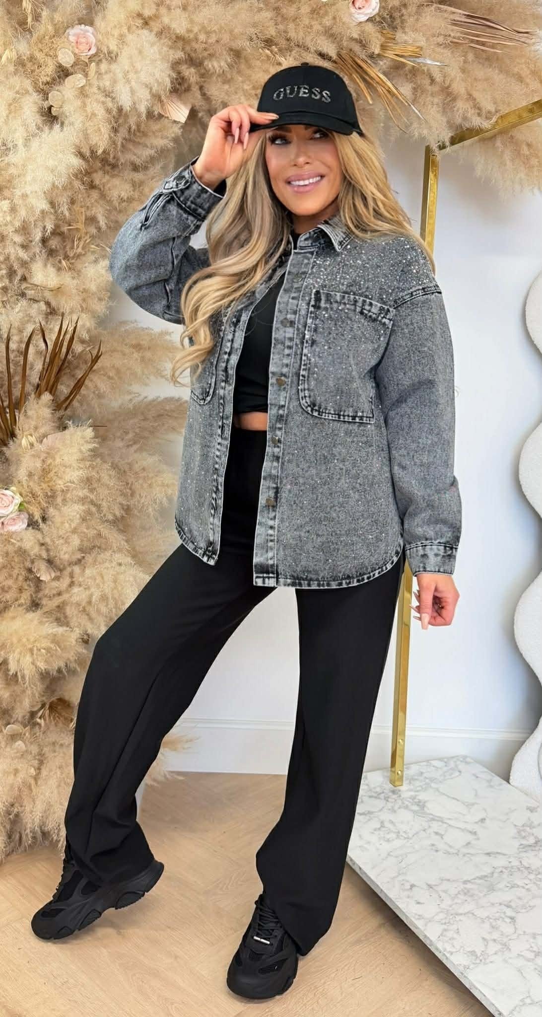 GLITTER DENIM JACKET 8631 GREY