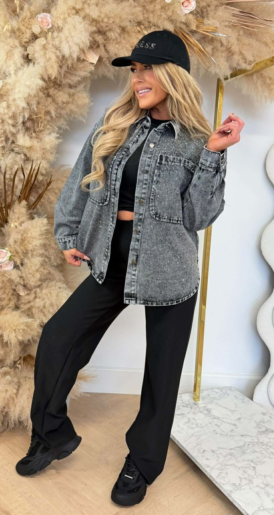 GLITTER DENIM JACKET 8631 GREY