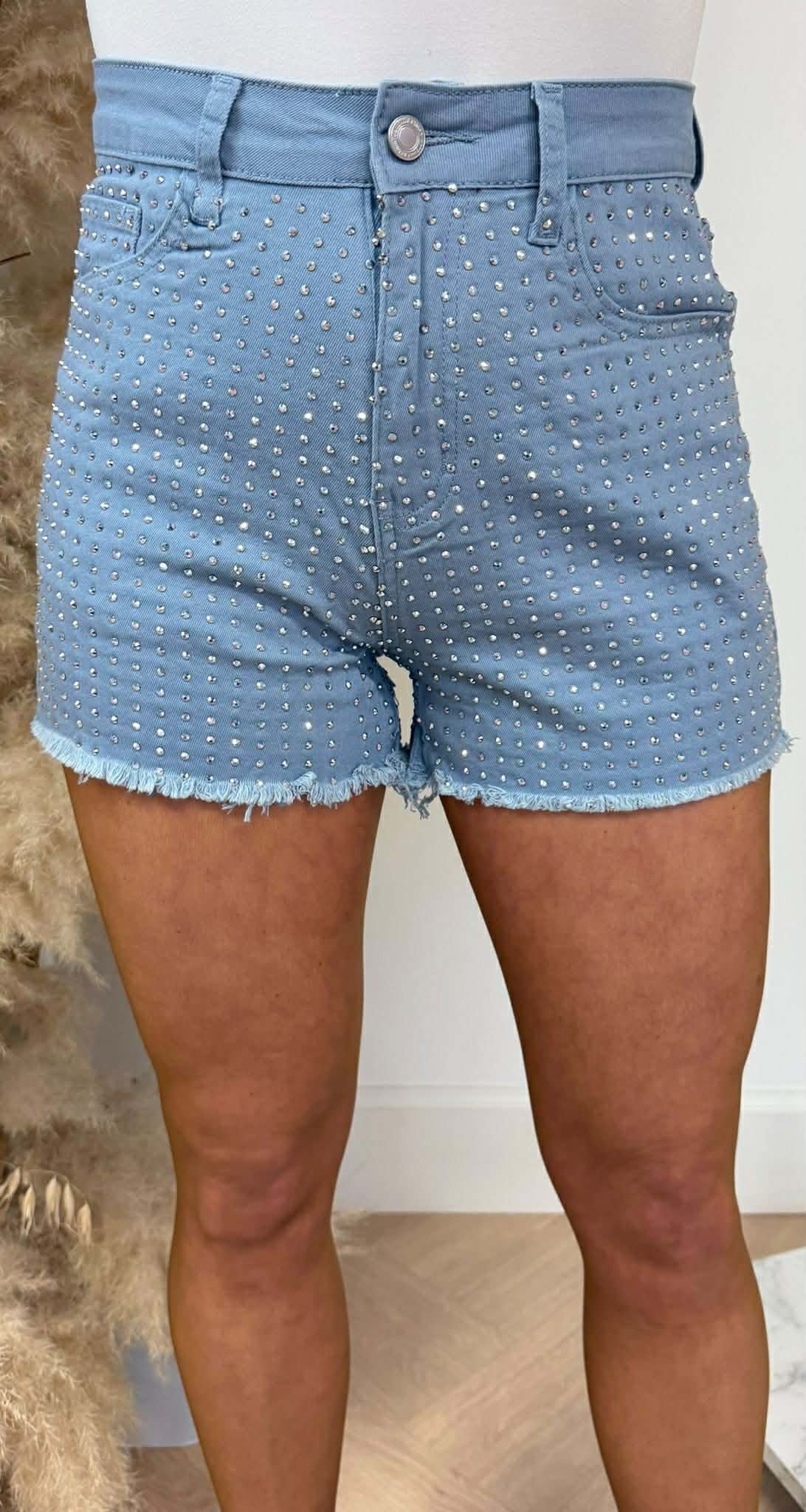 SHORT EN JEAN PAILLETTÉ 05855 BLEU DENIM