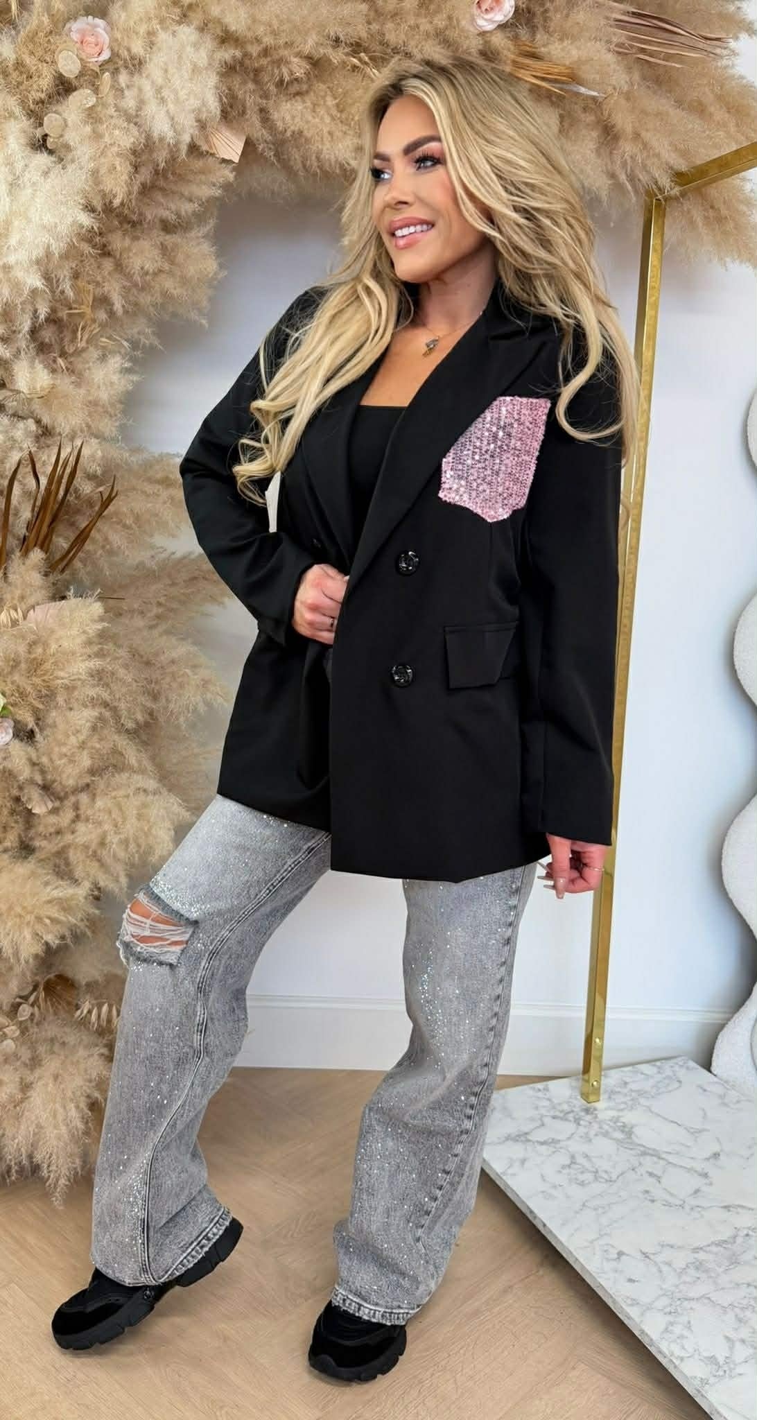 GLOW POCKET BLAZER SCHWARZ