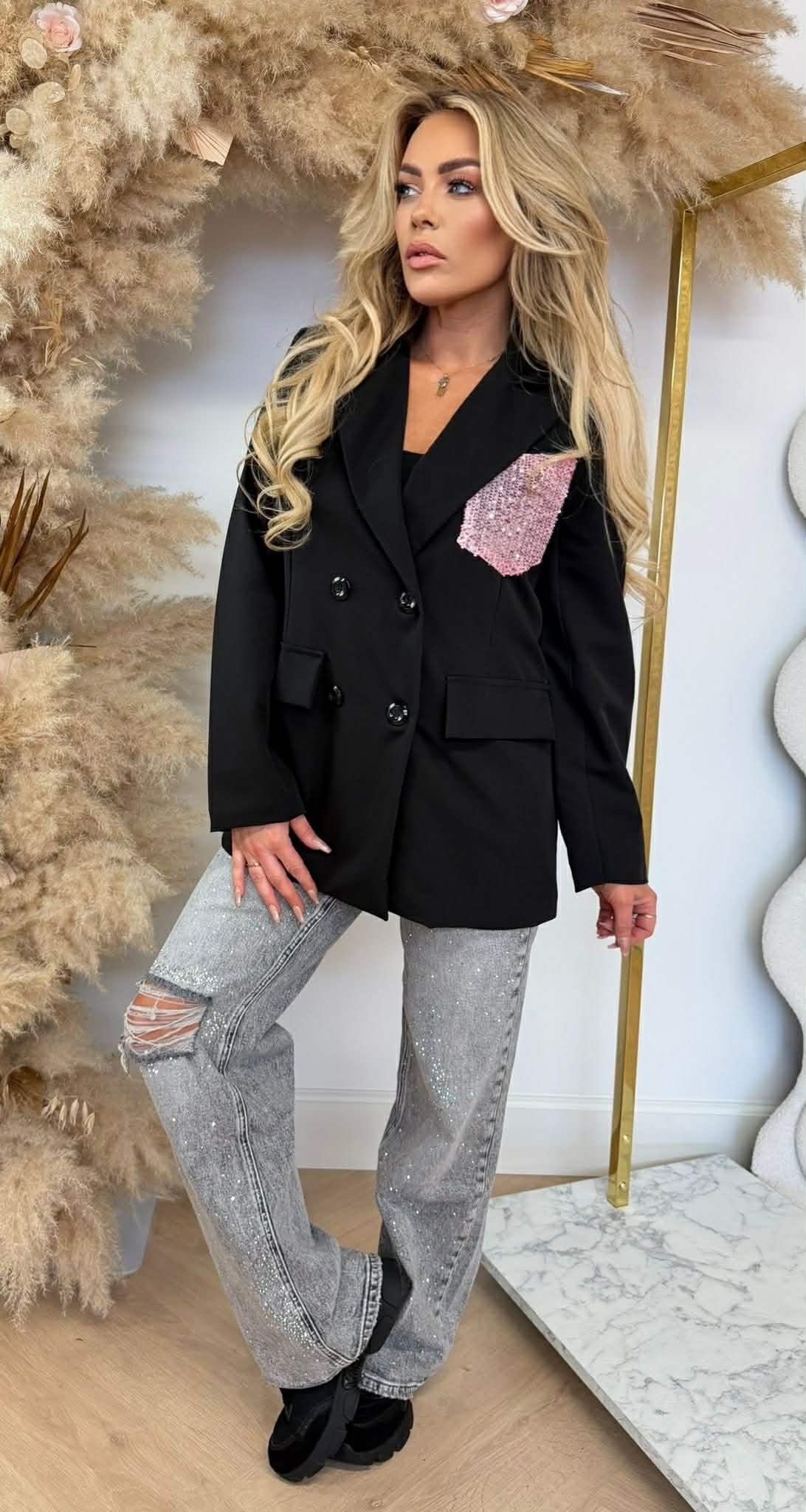 GLOW POCKET BLAZER SCHWARZ