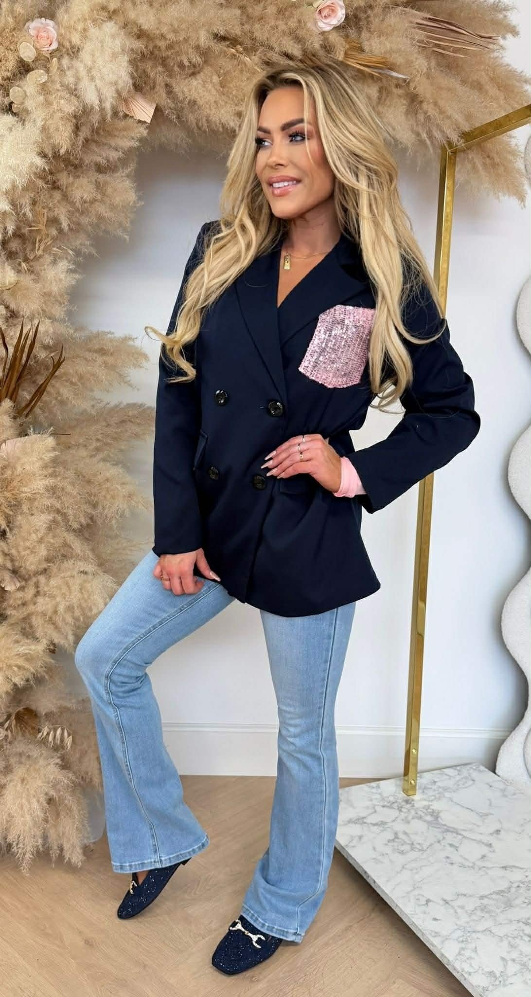 GLOW POCKET BLAZER NAVY