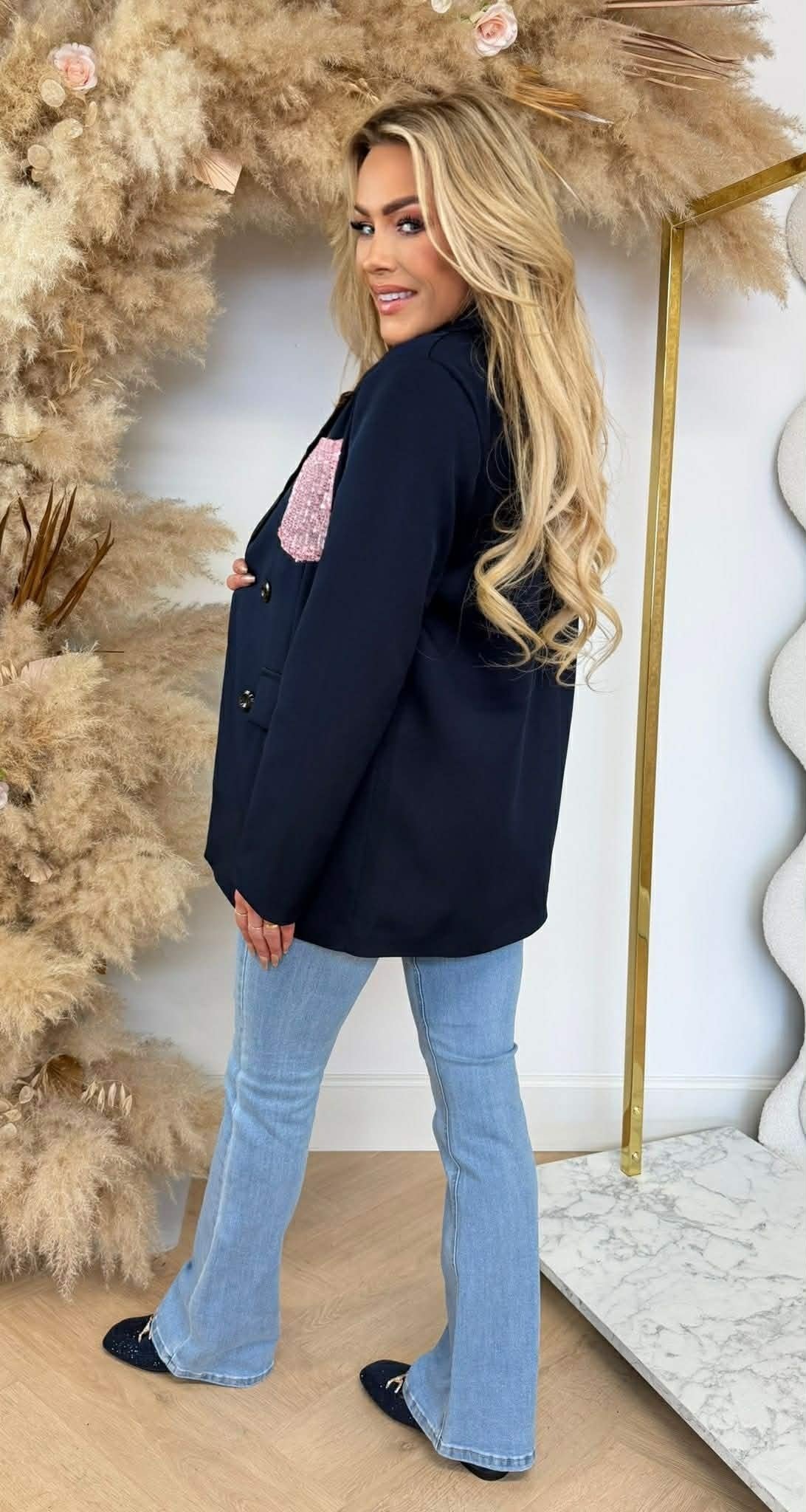 GLOW POCKET BLAZER NAVY