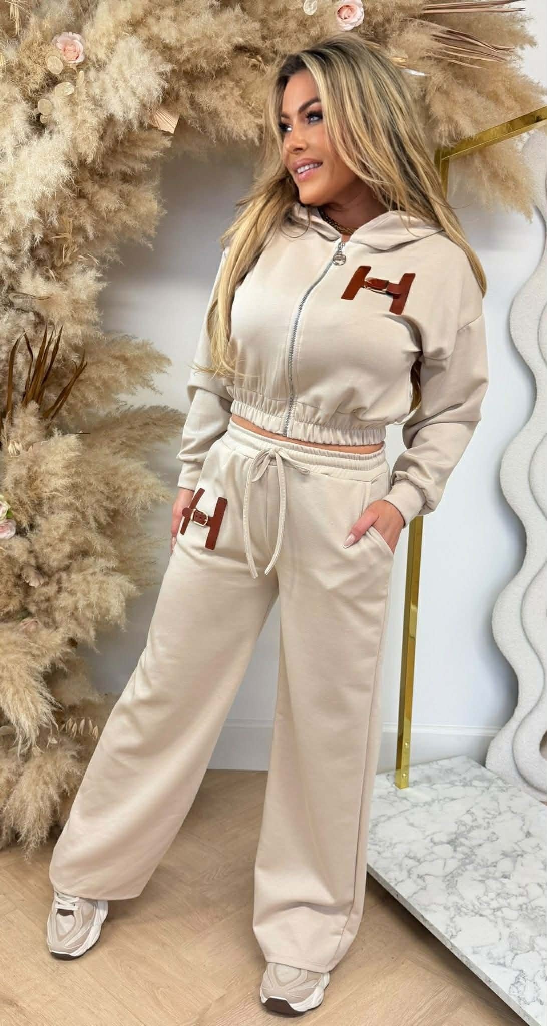 H BELT LOGO SET BEIGE