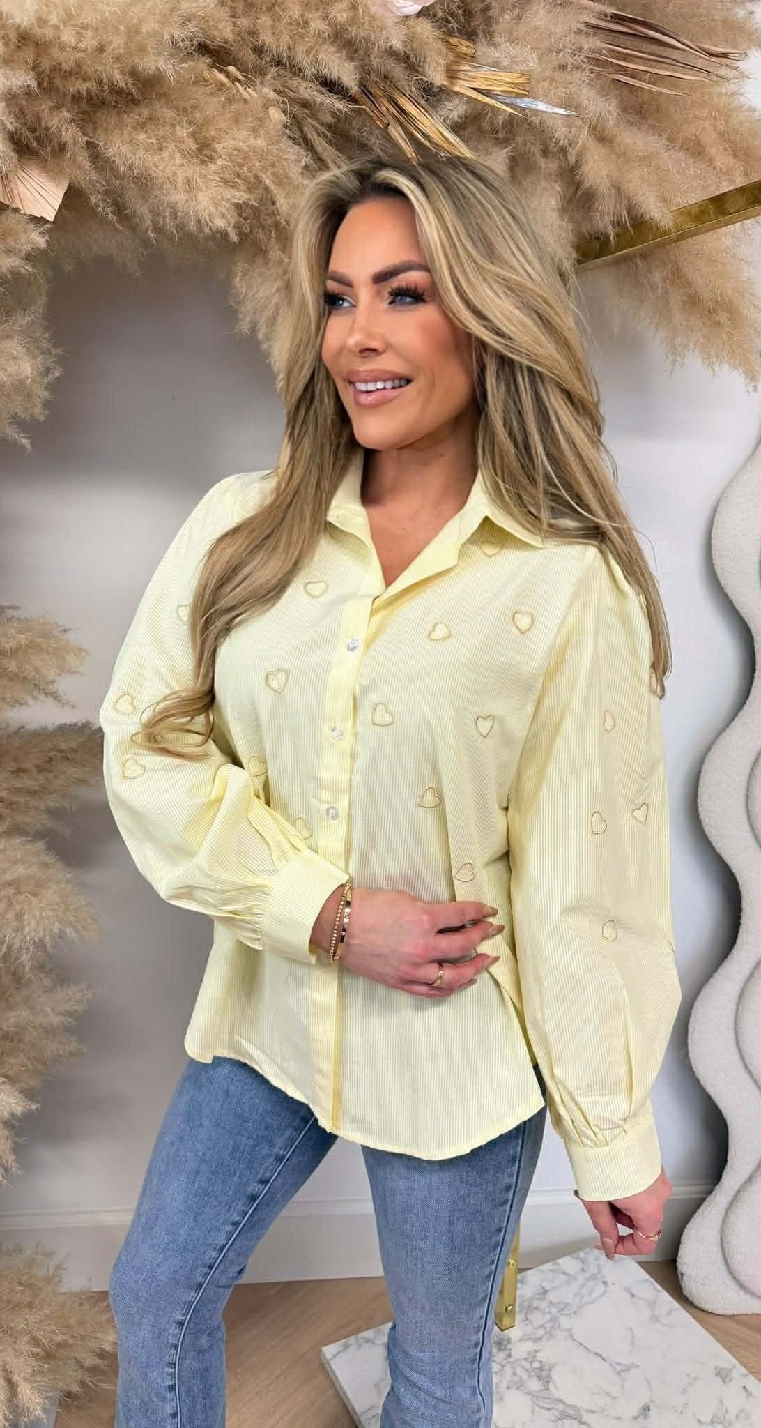 HERZEN STREIFEN BLUSE 15494 GELB