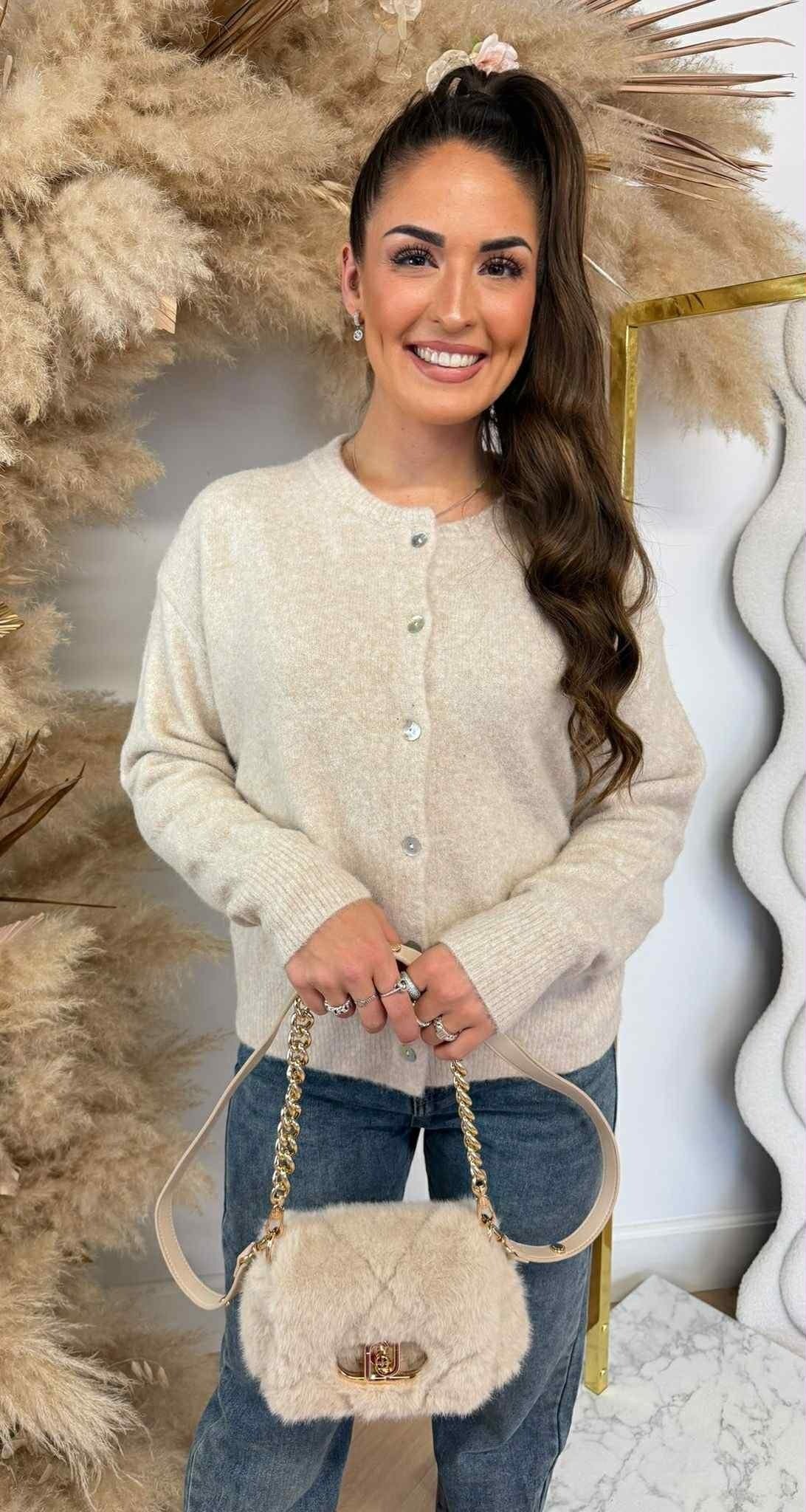 KNOPPJACKE/SWEATER 658 TAUPE