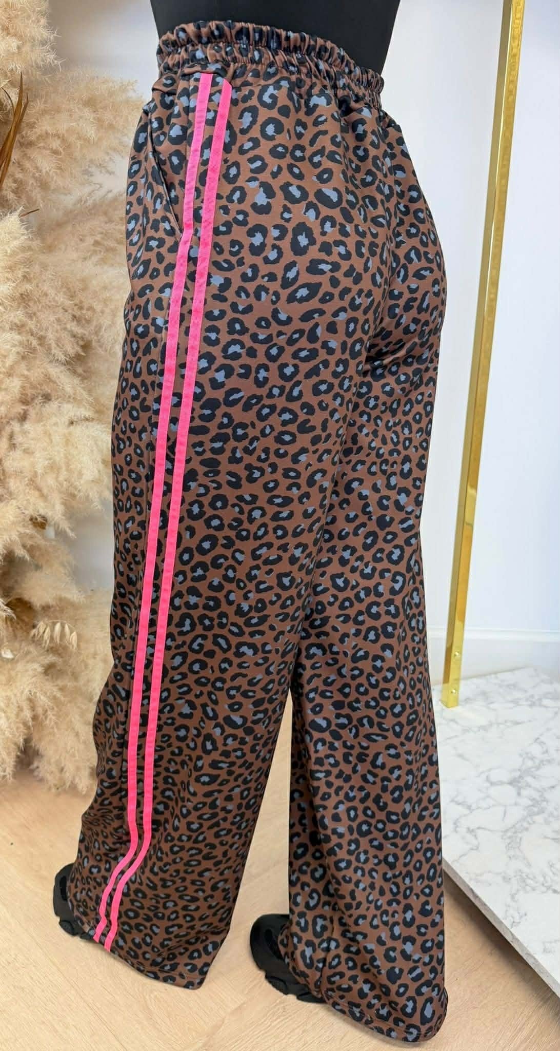 LEOPARD STREIFEN HOSE ROSA