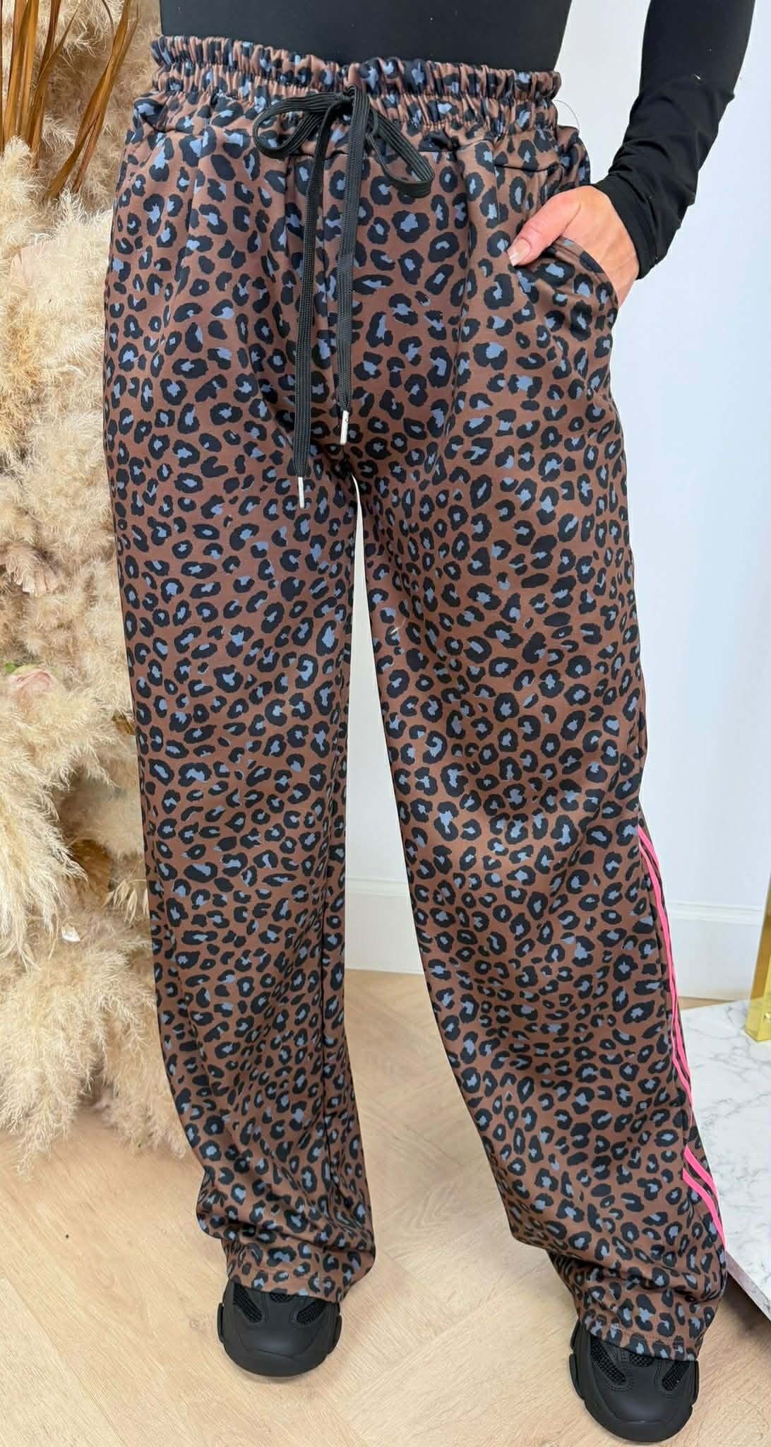 LEOPARD STREIFEN HOSE ROSA