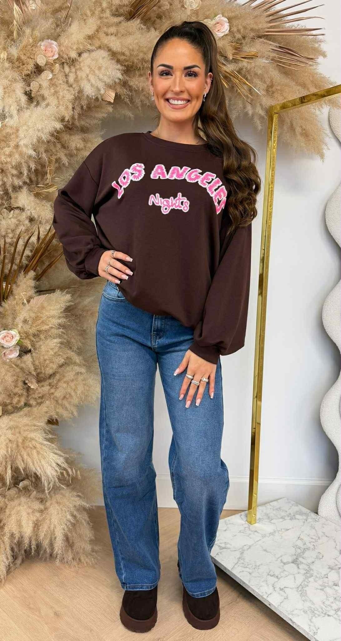 LOS ANGELES NIGHTS SWEAT 801812 BRAUN