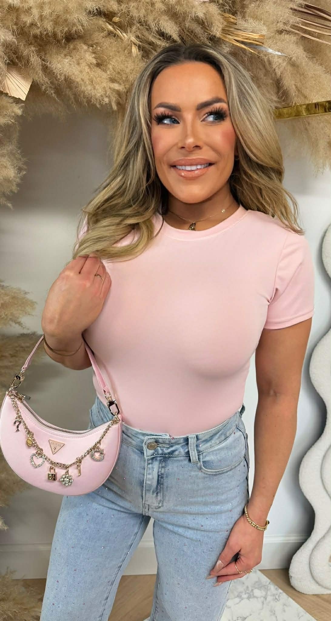 BODY LOTTE MANCHES COURTES ROSE