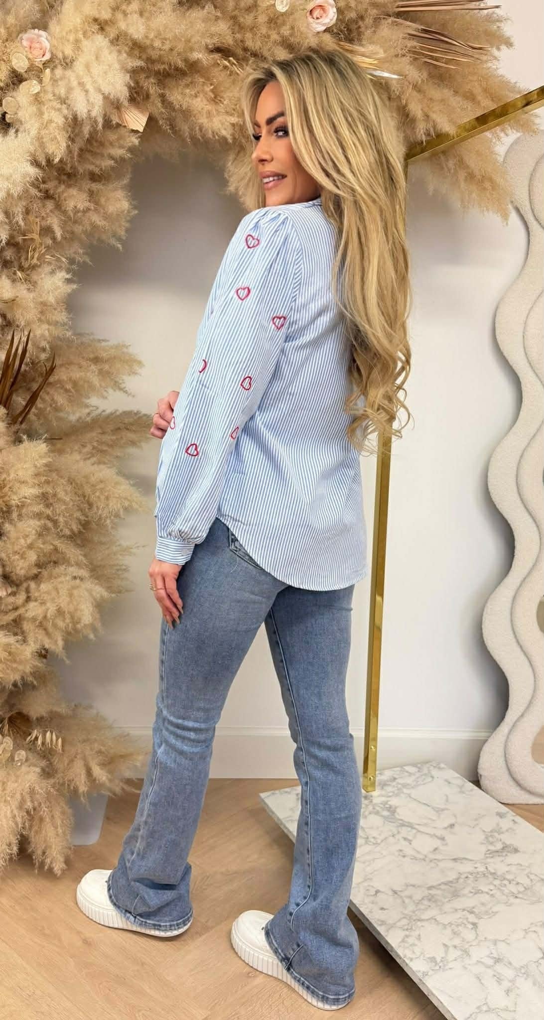 CHEMISIER À RAYURES LOVE LOOK 1132 BLEU/ROUGE