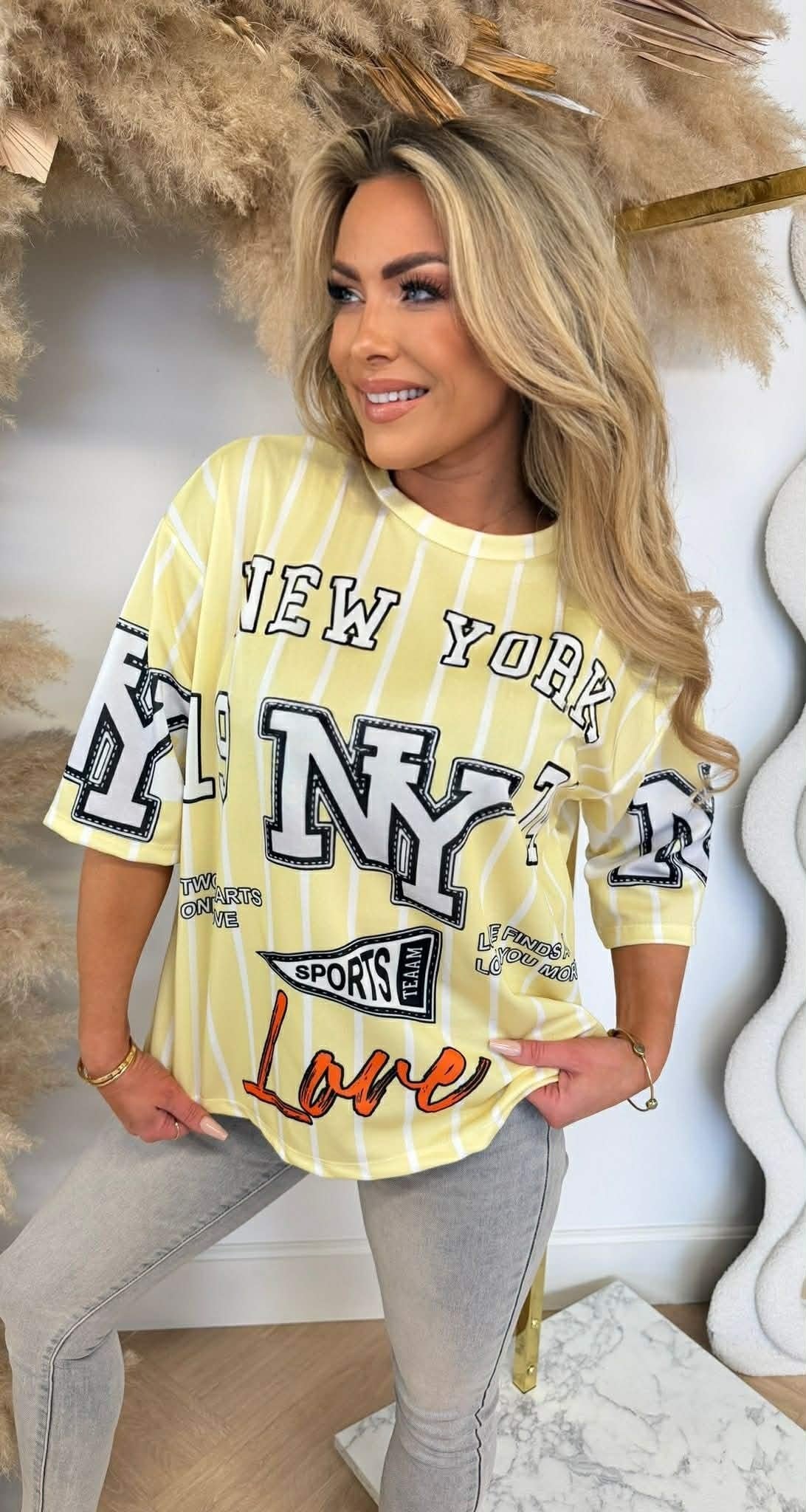 LOVE NY BASEBALL TEE GELB