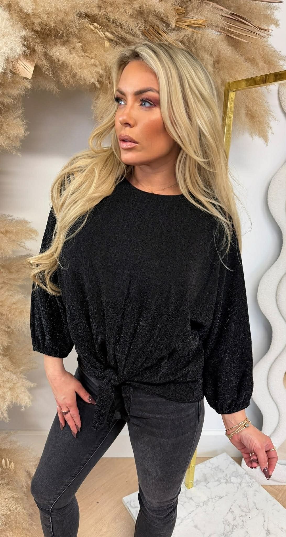 LUREX KNOOP TOP BLACK